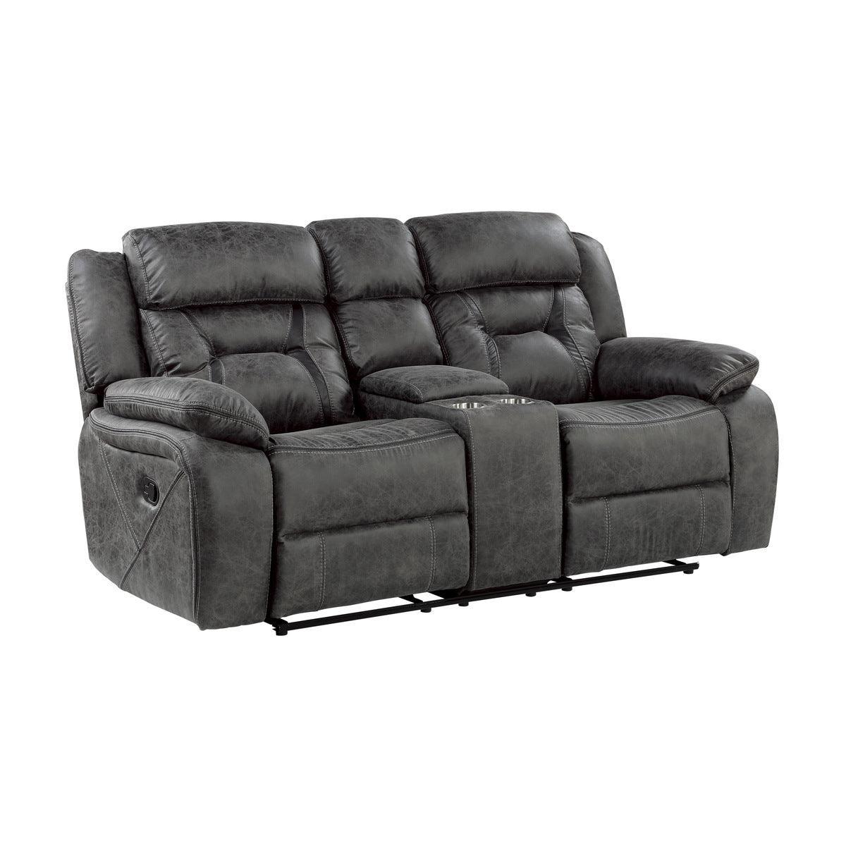 Madrona Hill Gray Double Reclining Love With Center Console - Image 2