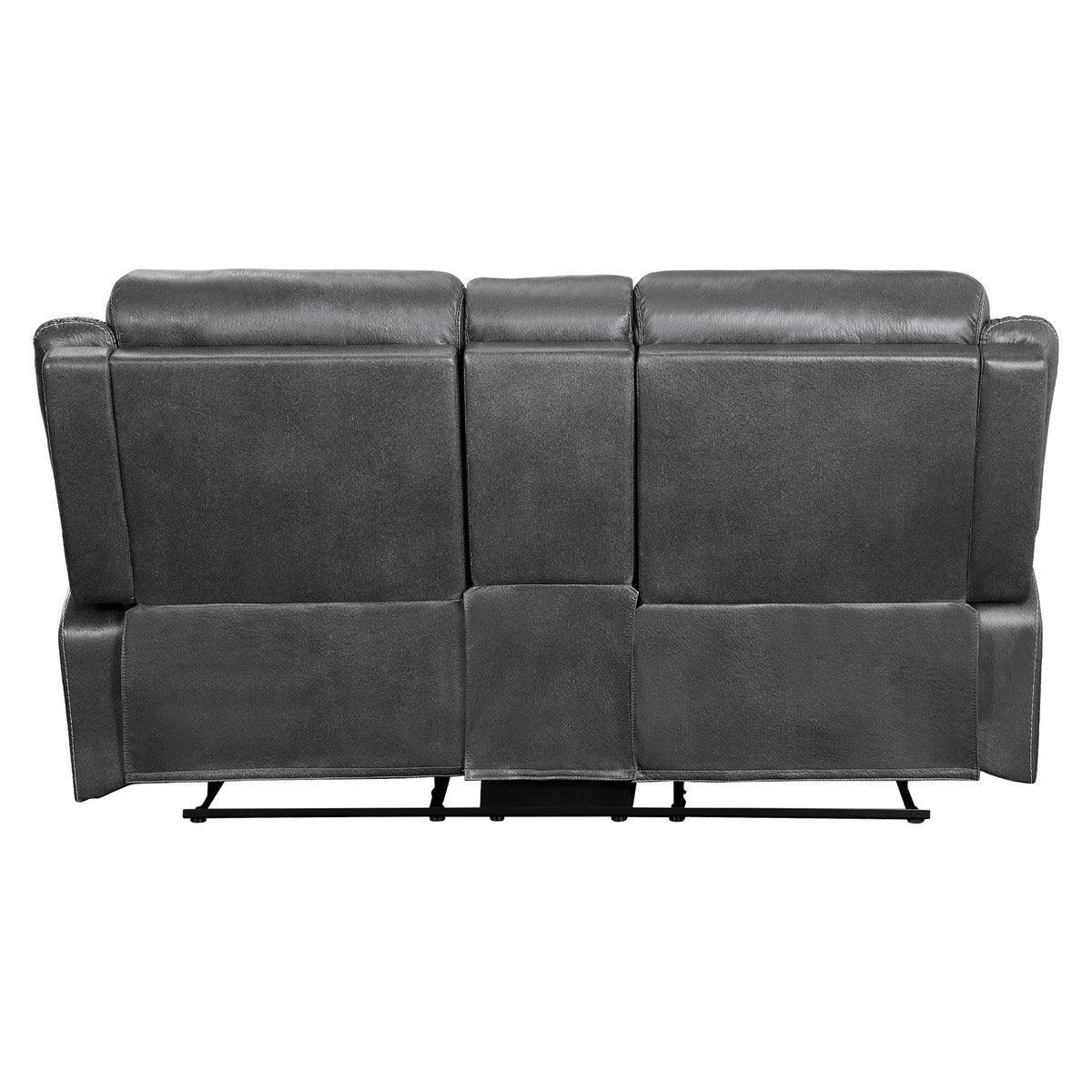 Yerba Dark Gray Fabric Double Reclining Love Center Console - Image 3