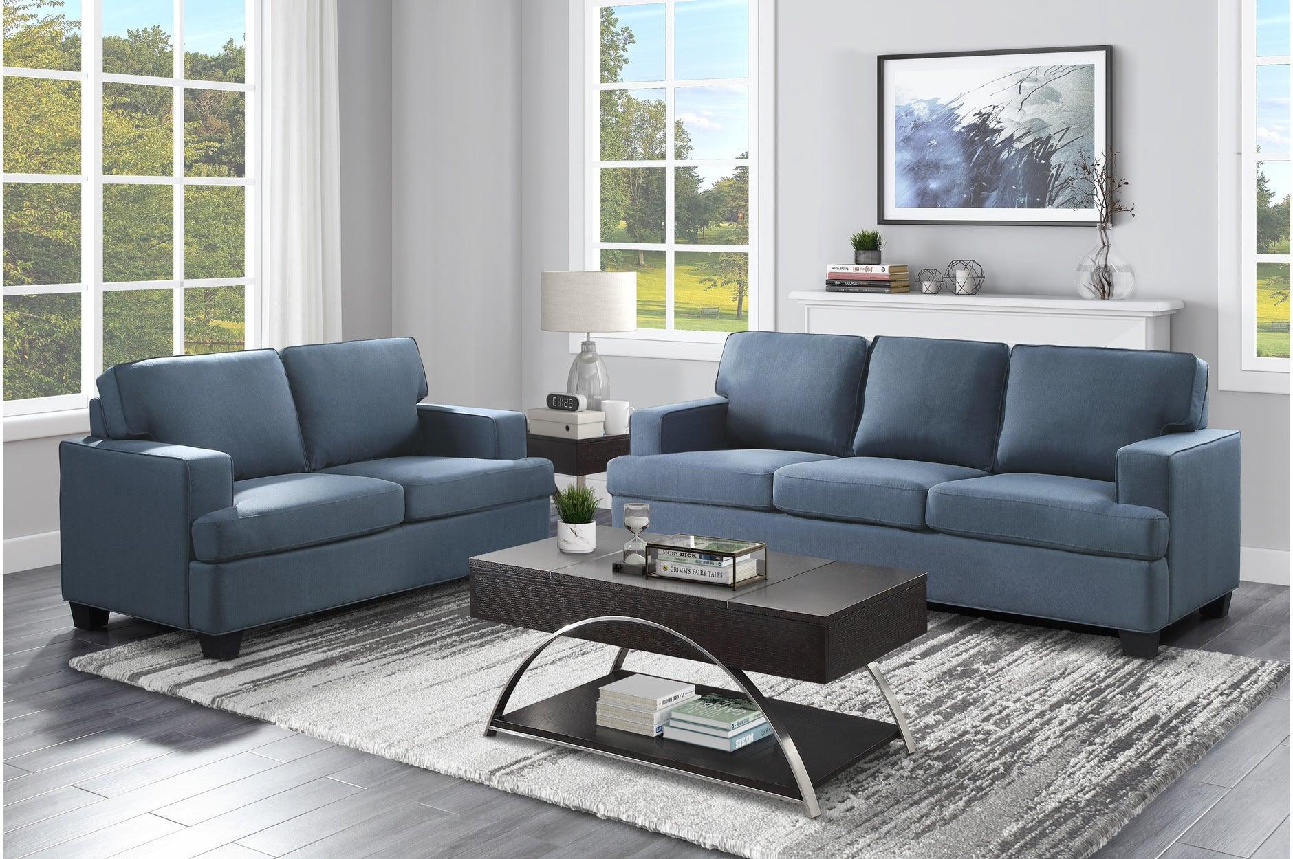 Elmont Blue Fabric Living Room Set - Image 1