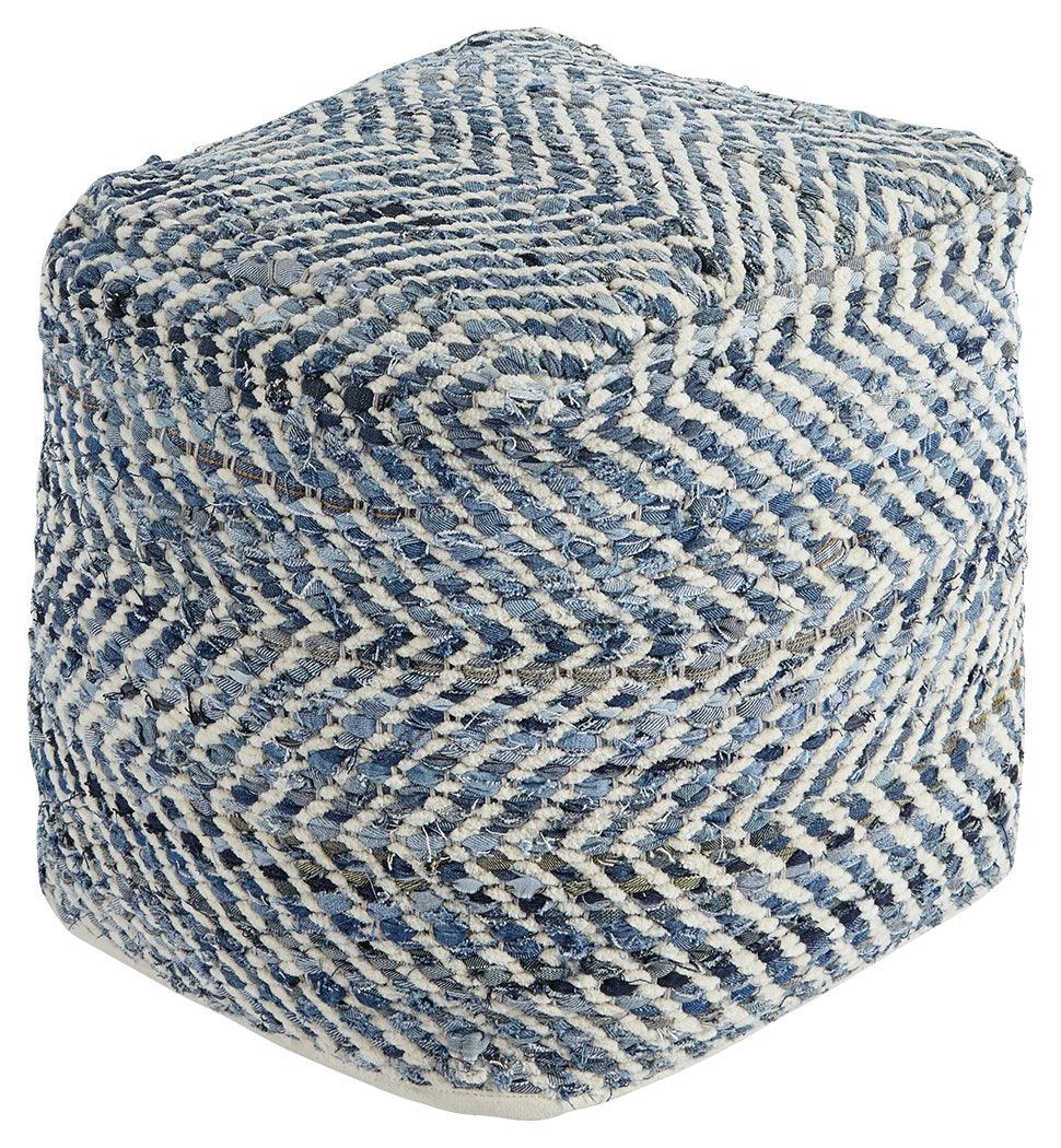 Chevron Blue Pouf - Image 2
