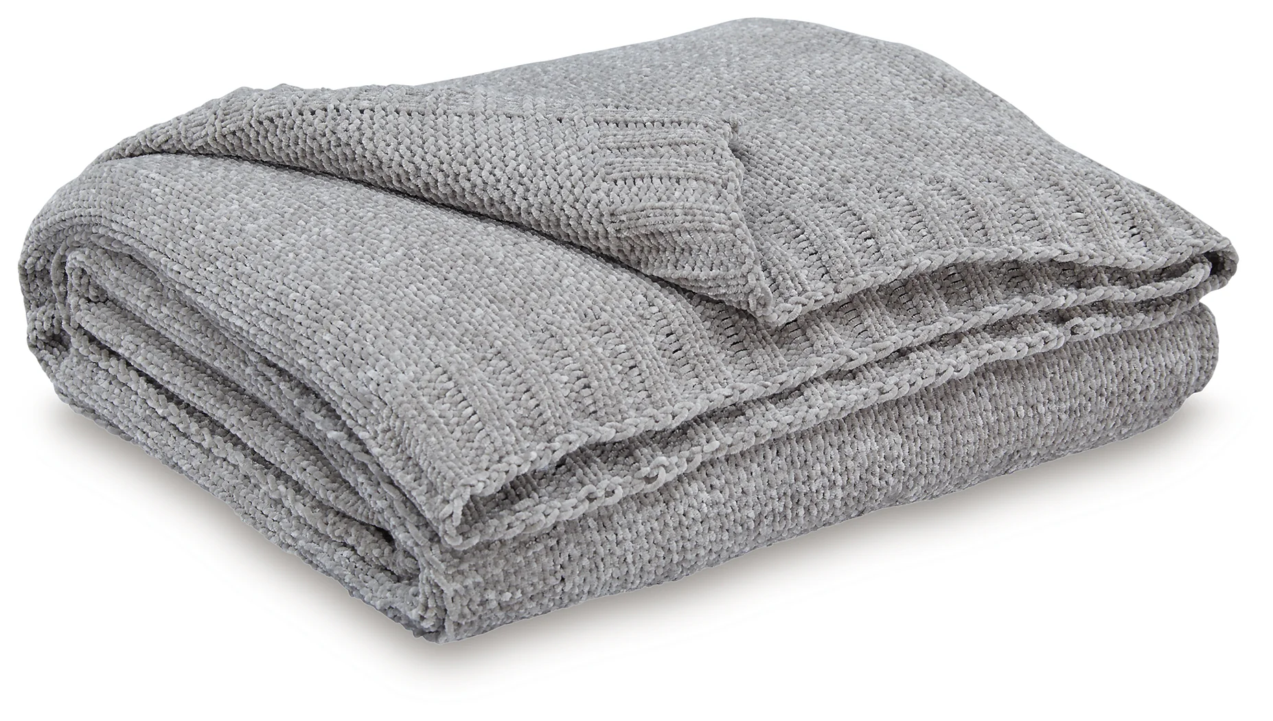 Anawood Gray Chenille Throw (Set of 3) - Image 2