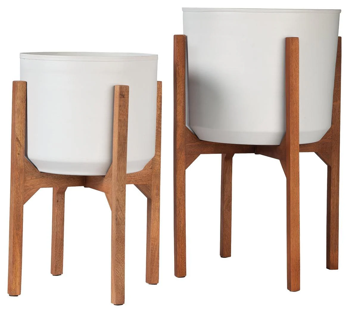 Dorcey White Brown Planter (Set of 2) - Image 2