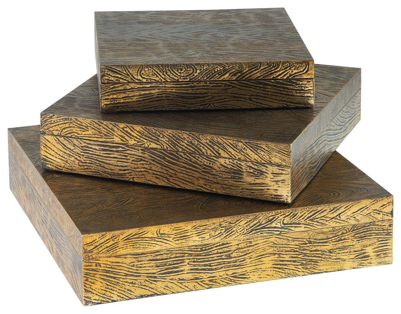 Keldy Antique Brass Finish Box (Set of 3) - Image 2
