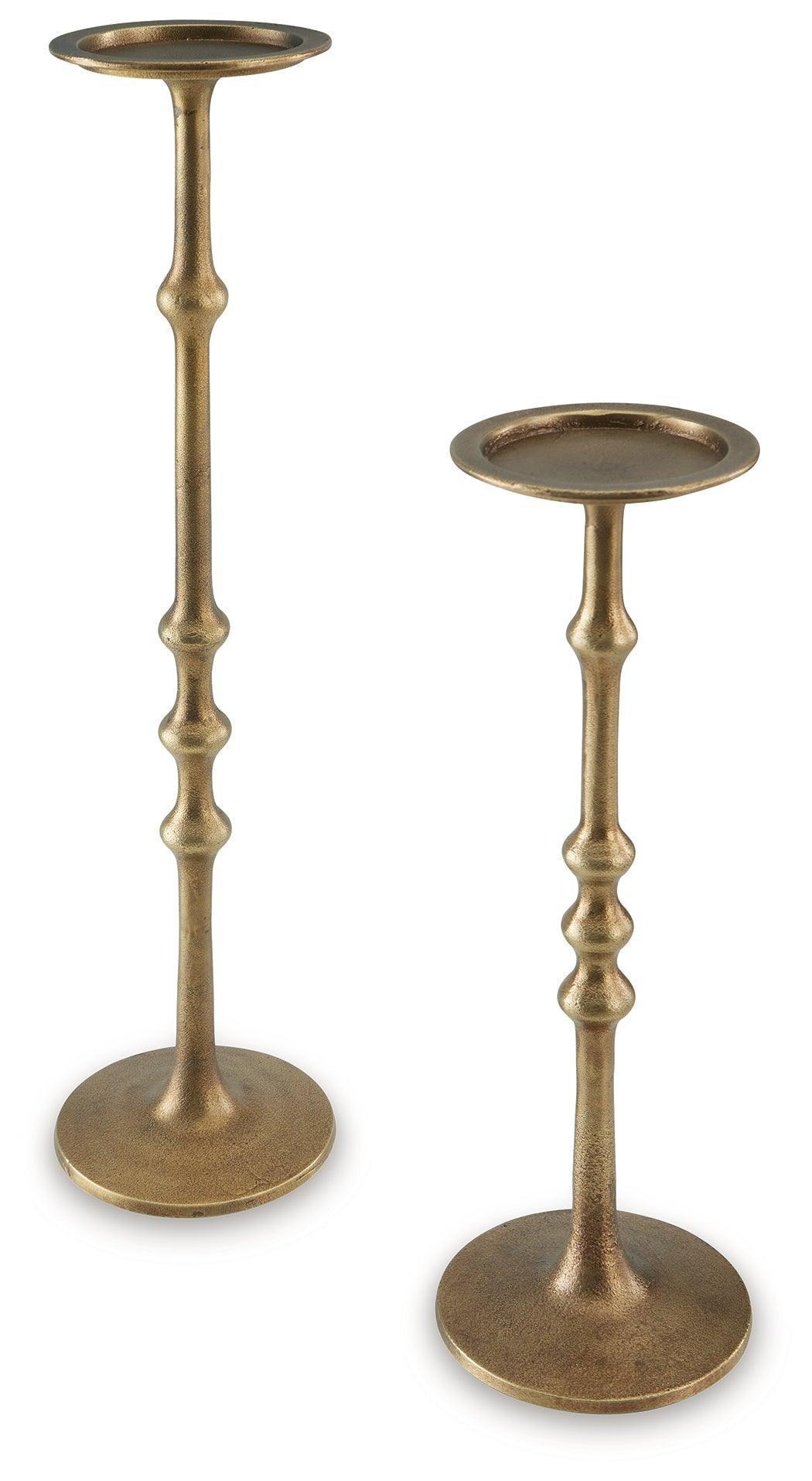 Larwick Antique Brass Finish Candle Holder (Set of 2) - Image 2