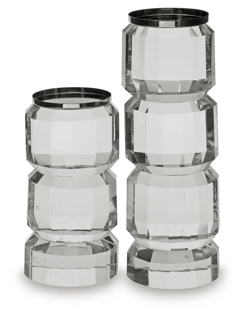 Brentley Clear/Silver Finish Candle Holder Set (Set of 2) - Image 2