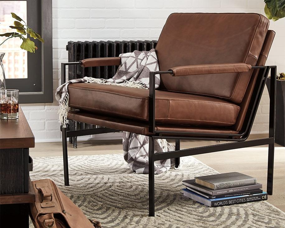 Puckman Brown Silver Finish Accent Chair - Image 1