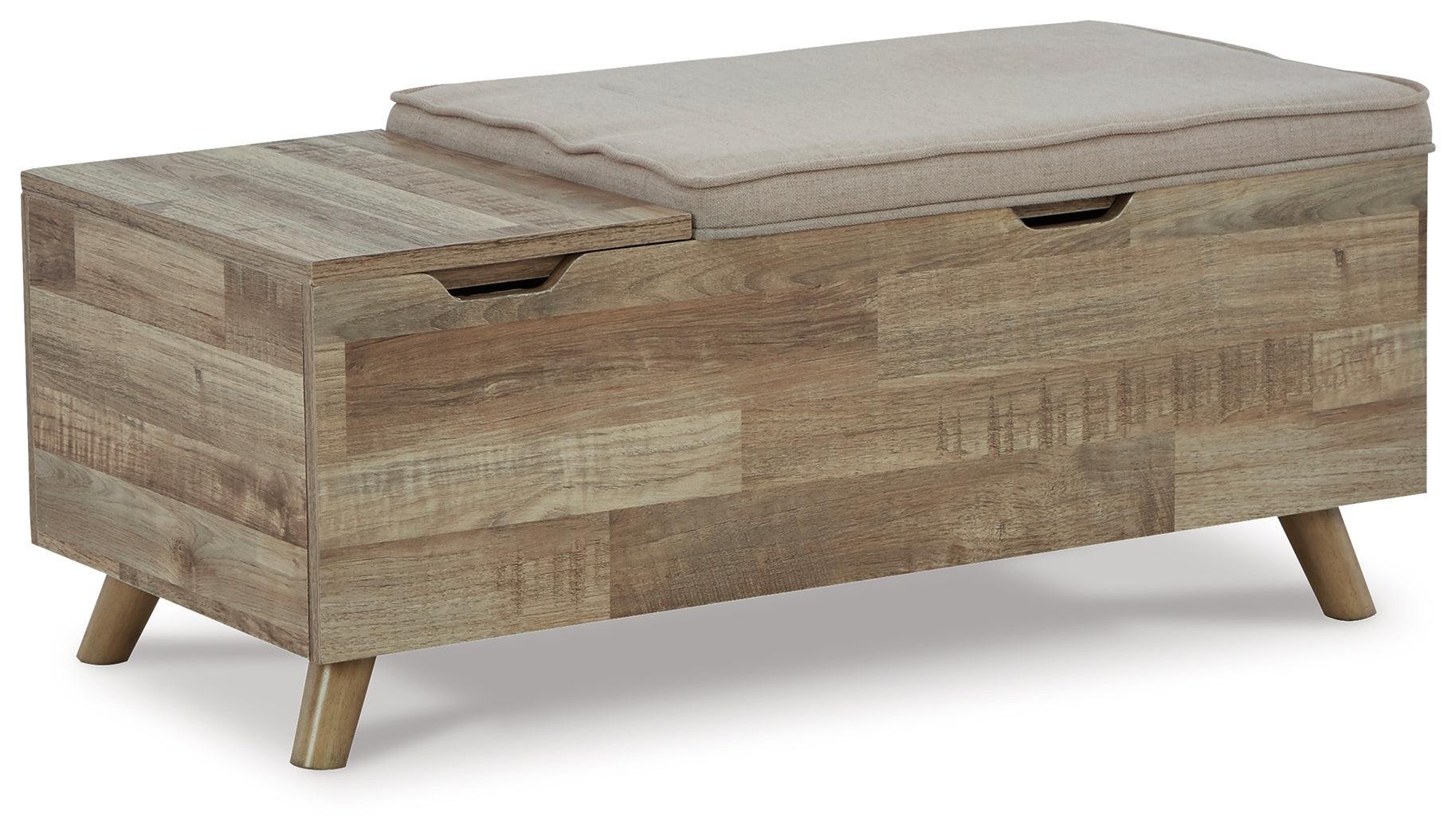 Gerdanet Beige Brown Storage Bench - Image 2