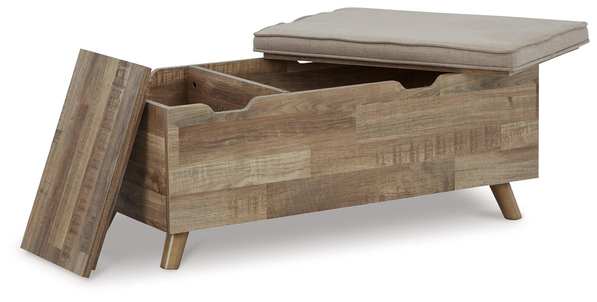 Gerdanet Beige Brown Storage Bench - Image 3