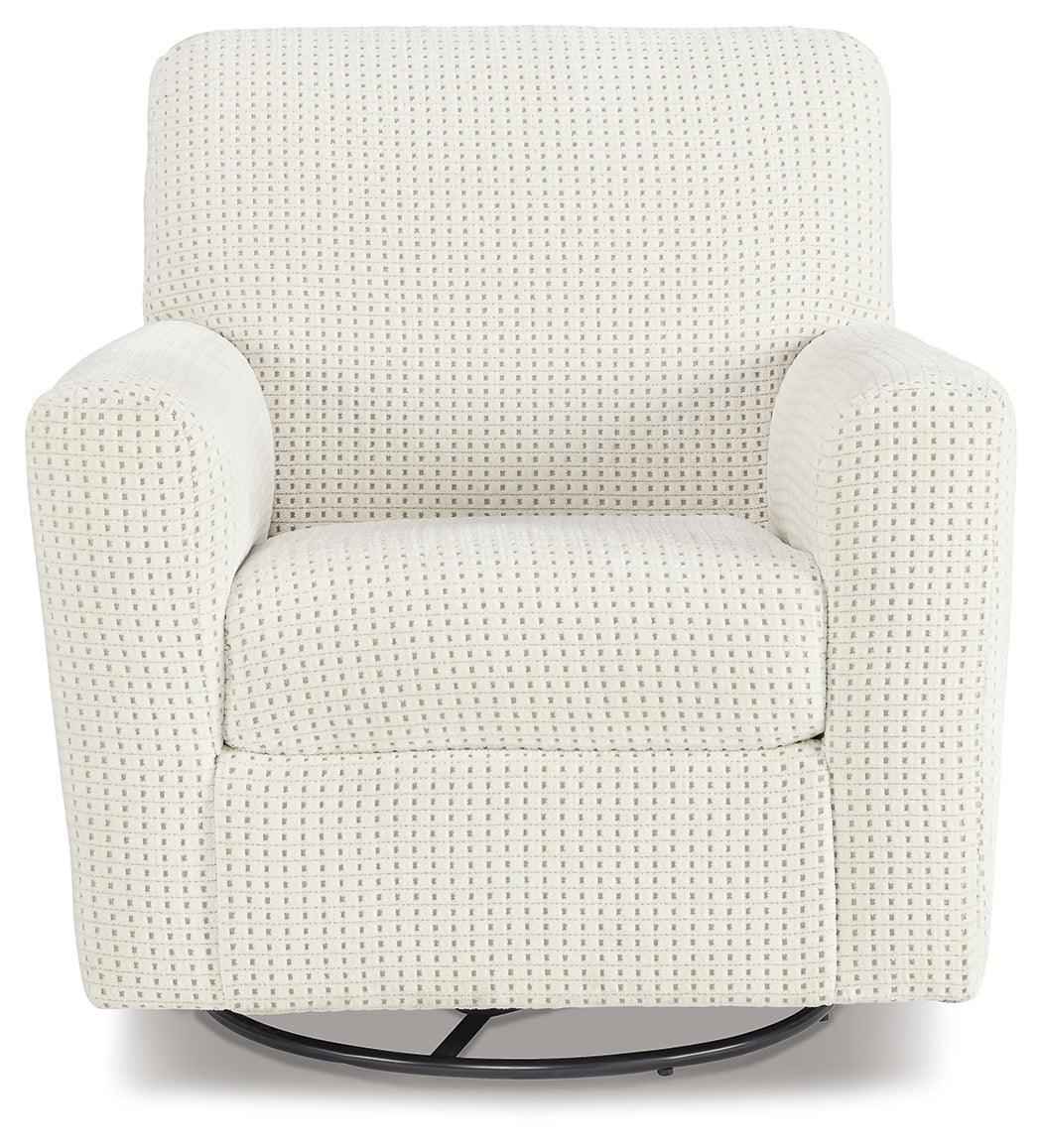 Herstow Ivory Swivel Glider Accent Chair - Image 3