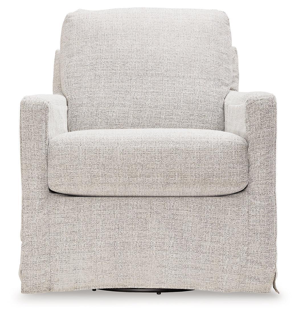 Nenana Next-Gen Nuvella Stone Swivel Glider Accent Chair - Image 3