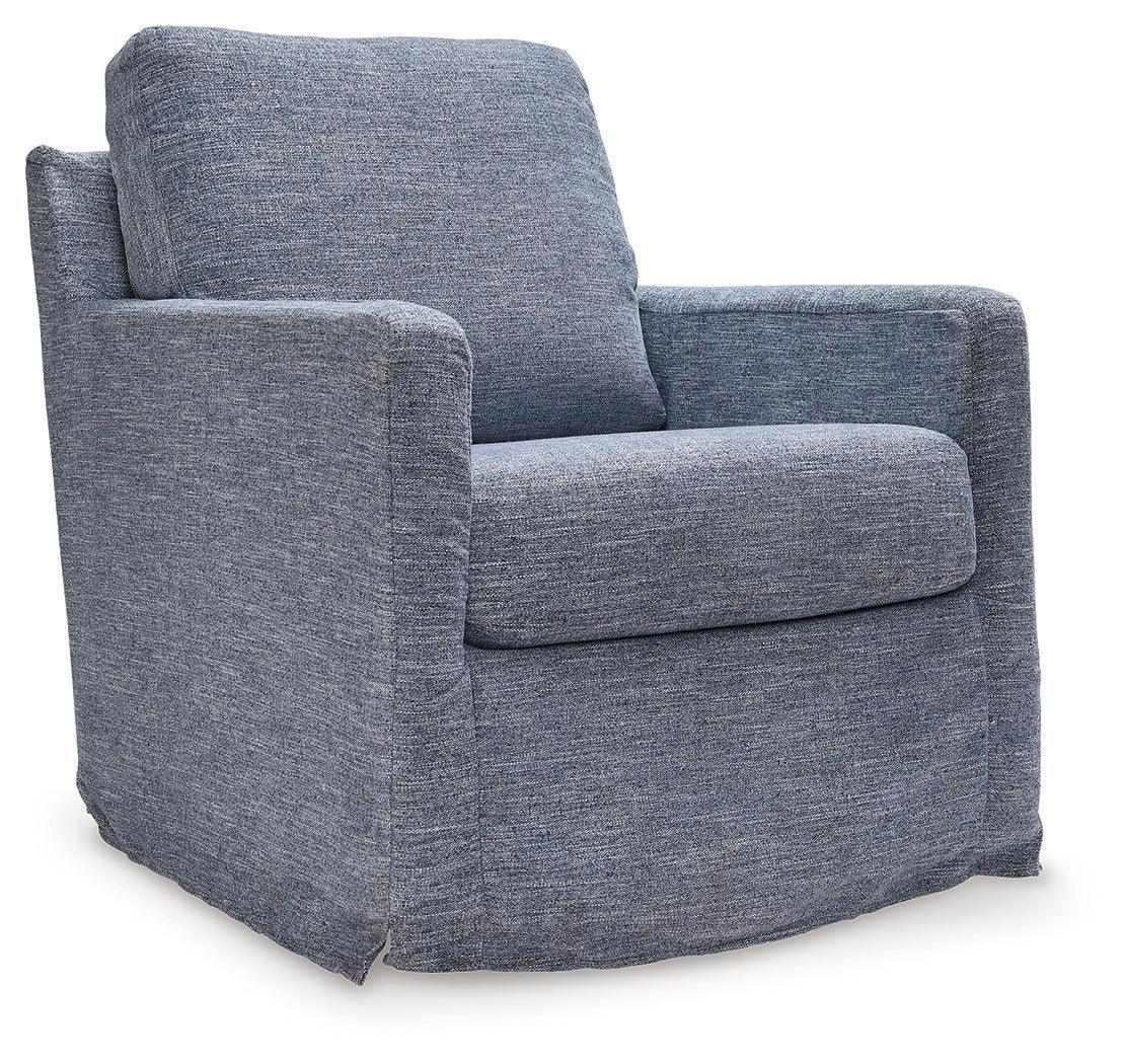 Nenana Next-Gen Nuvella Denim Swivel Glider Accent Chair - Image 2