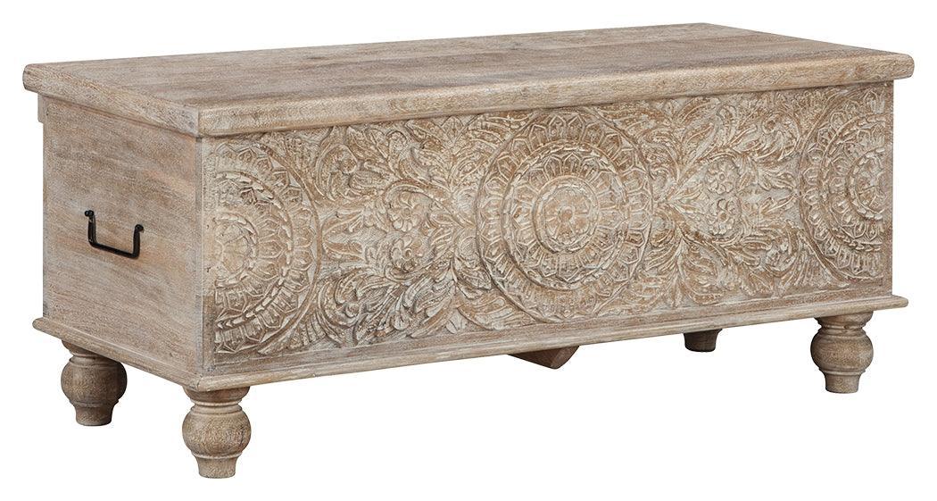 Fossil Ridge Beige Storage Bench - Image 2
