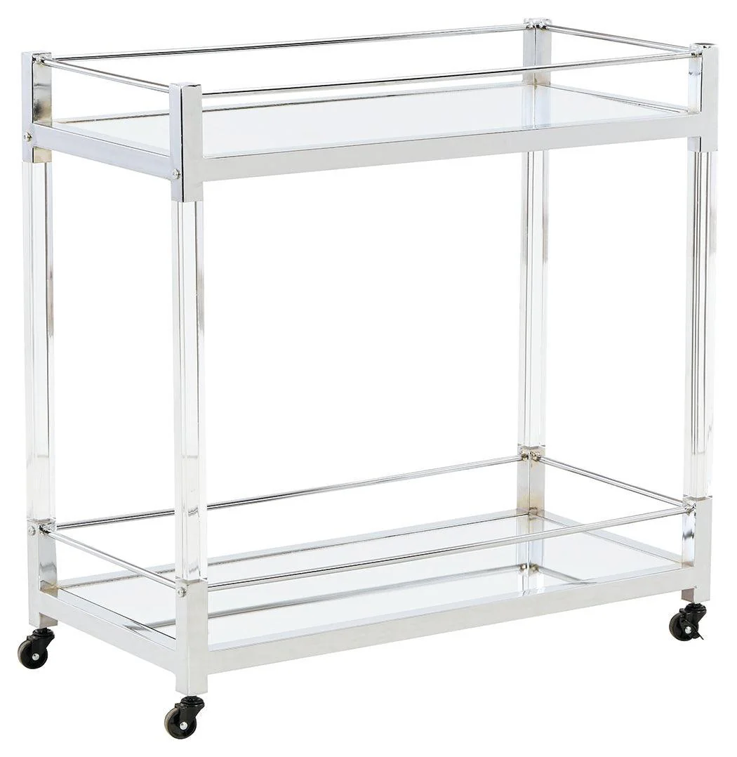 Chaseton Clear Silver Finish Bar Cart - Image 2
