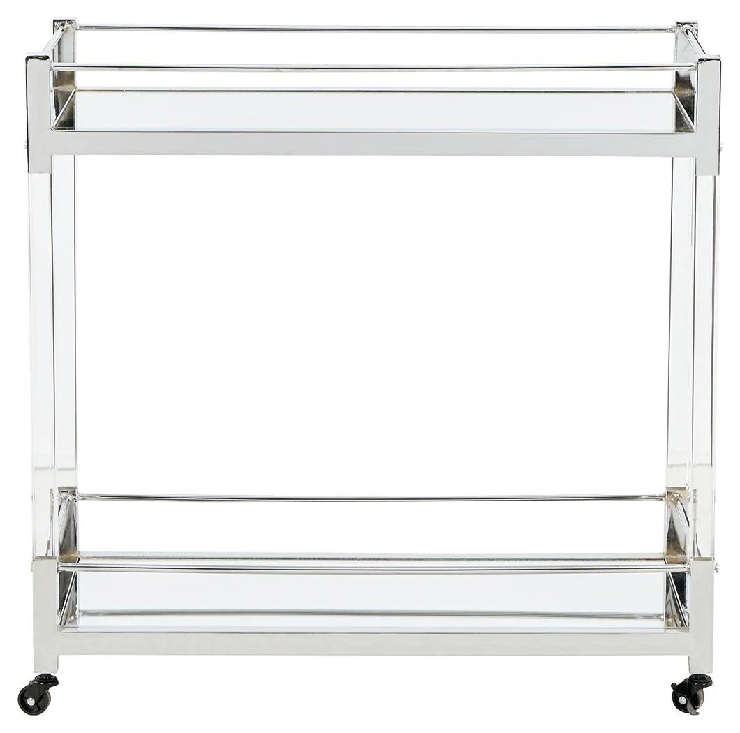 Chaseton Clear Silver Finish Bar Cart - Image 3