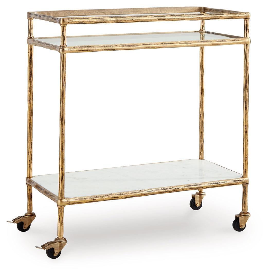 Plattfield Antique Gold Finish Bar Cart - Image 2