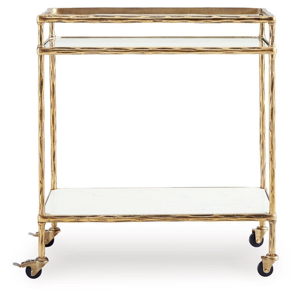Plattfield Antique Gold Finish Bar Cart - Image 3