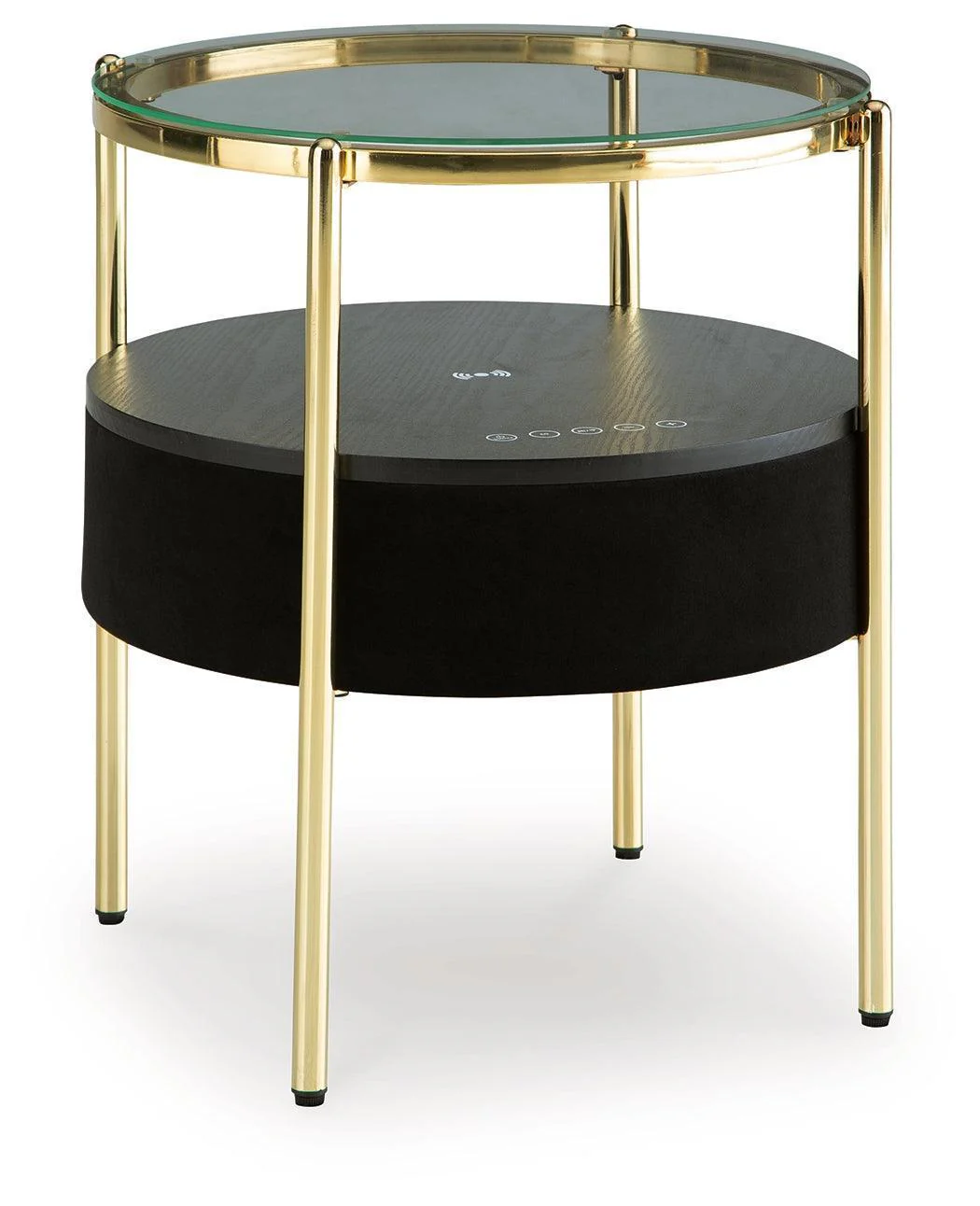 Nedman Black/Gold Finish Accent Table with Speaker - Image 2