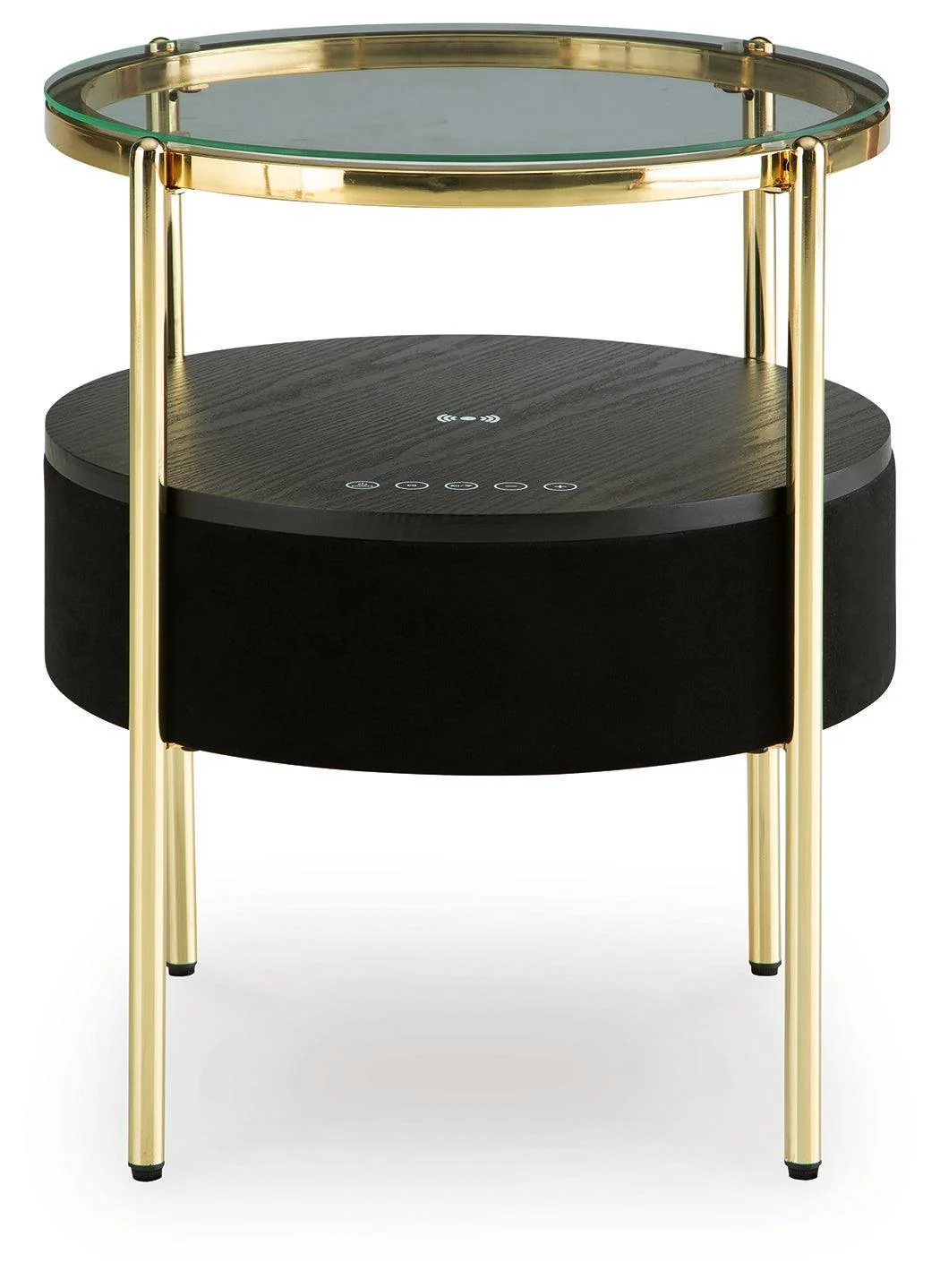 Nedman Black/Gold Finish Accent Table with Speaker - Image 3