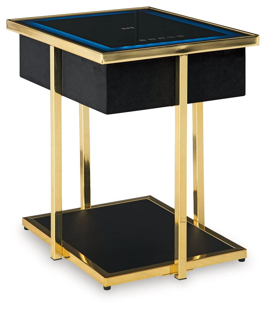 Rexwell Black/Gold Finish Accent Table with Speaker - Image 2