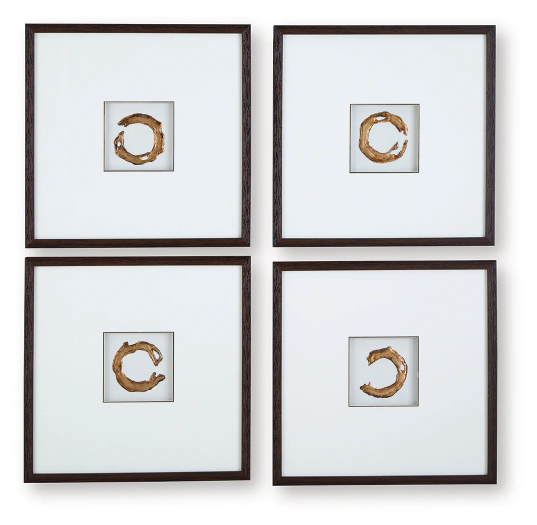 Dallbourne White/Gold Finish Wall Art (Set of 4) - Image 2