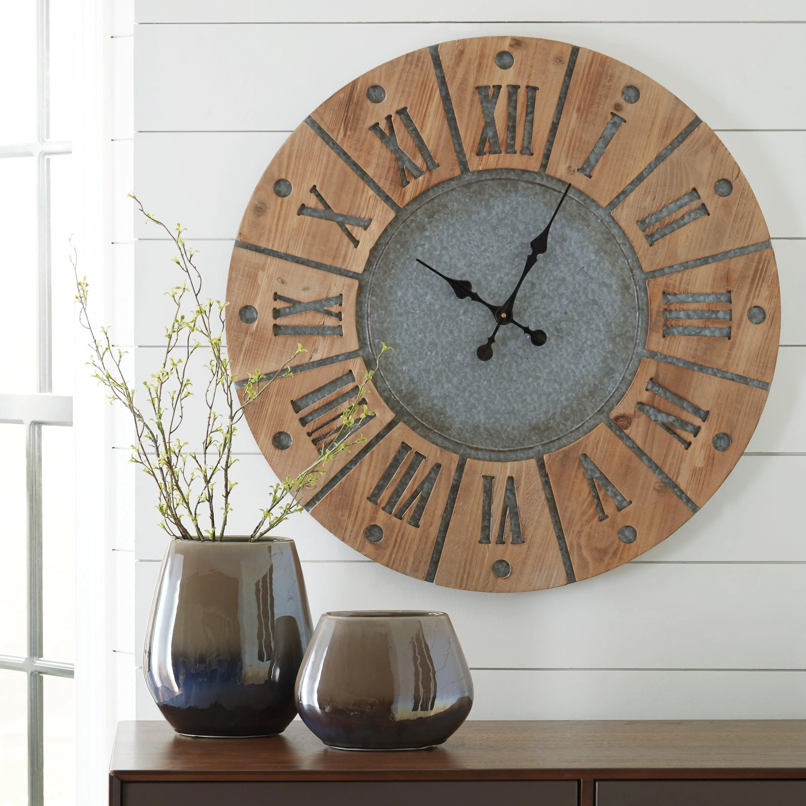 Payson Antique Gray Natural Wall Clock - Image 3