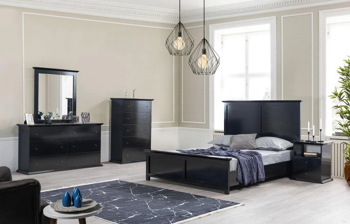 Natalie Black 4-Piece Panel Queen Bedroom Set - Image 1