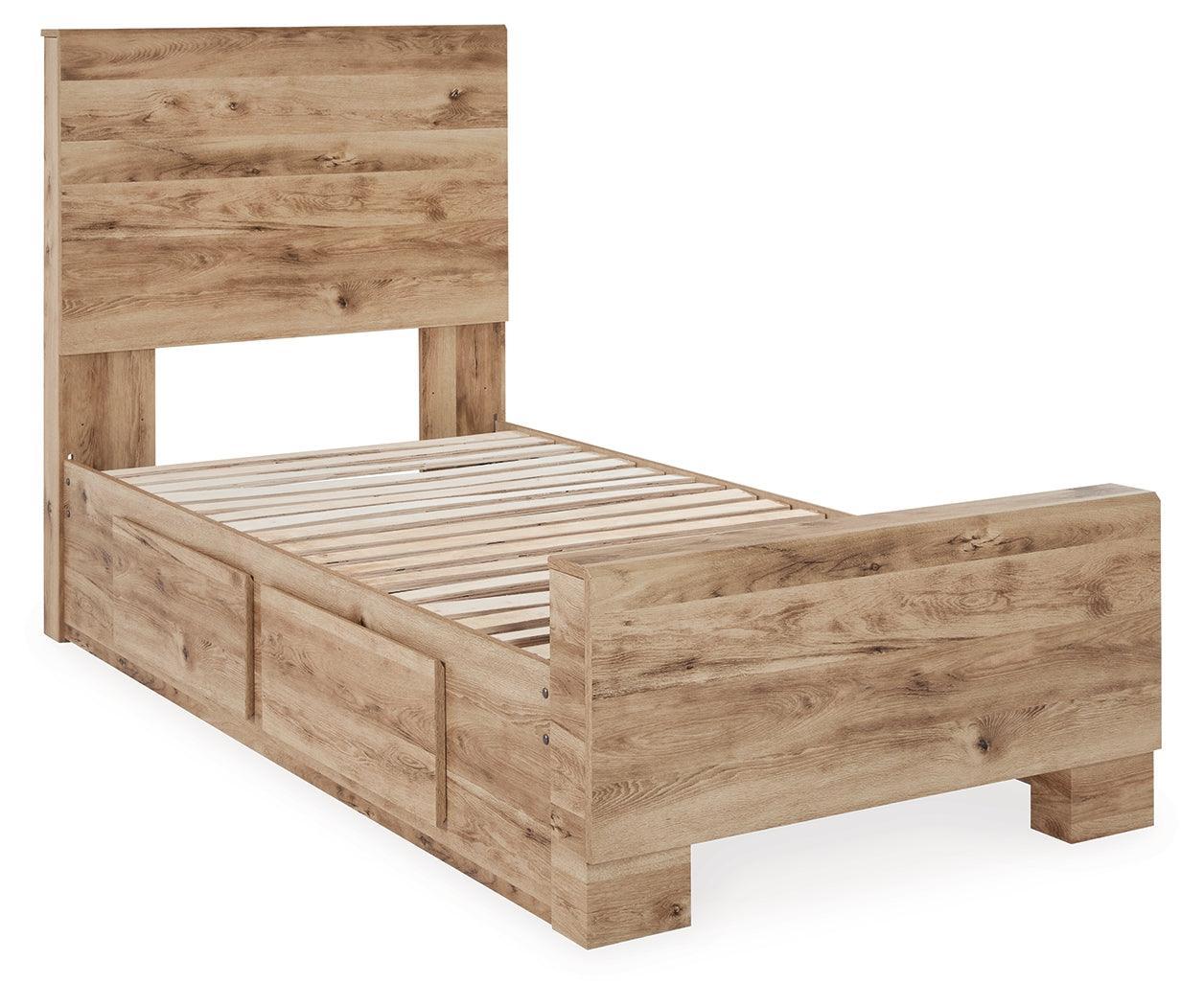 Hyanna Tan Brown Twin Panel Bed With 1 Side Storage - Image 3