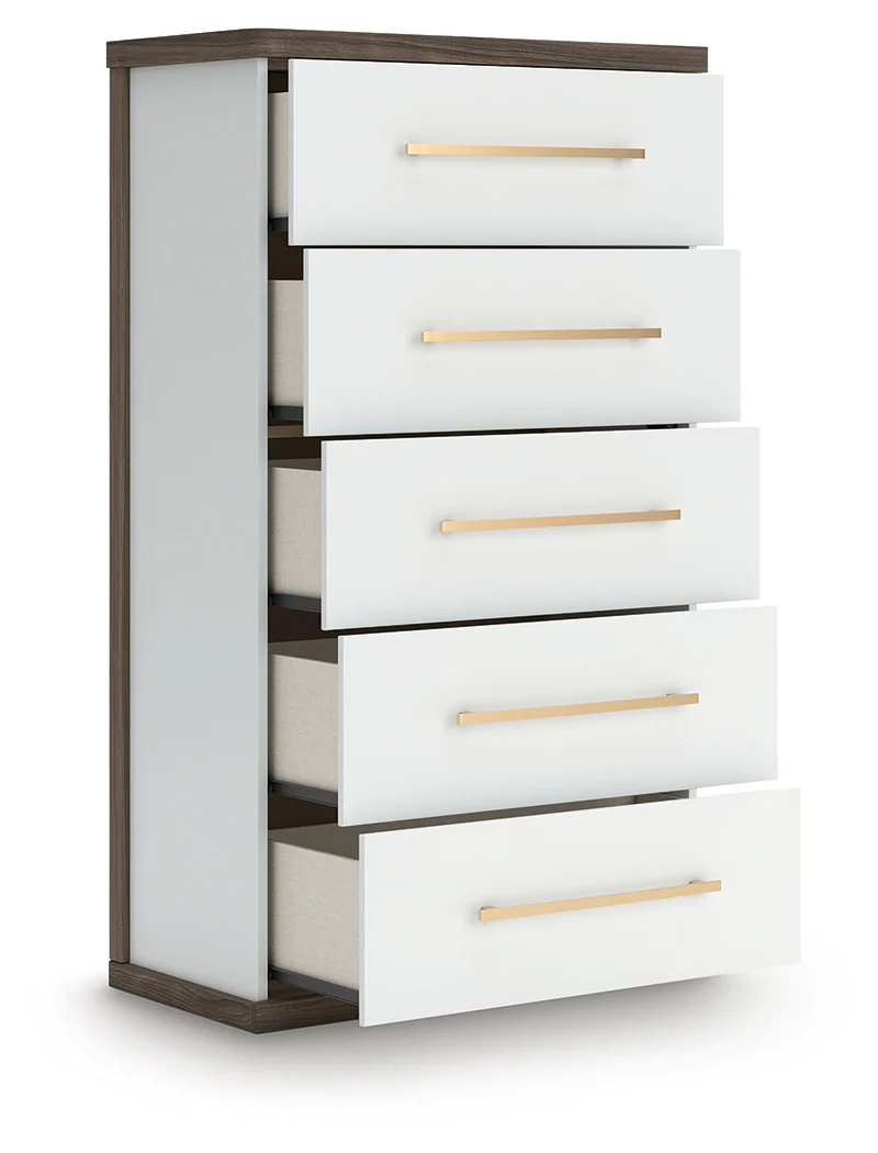 Kendanport Brown/White Chest of Drawers - Image 3