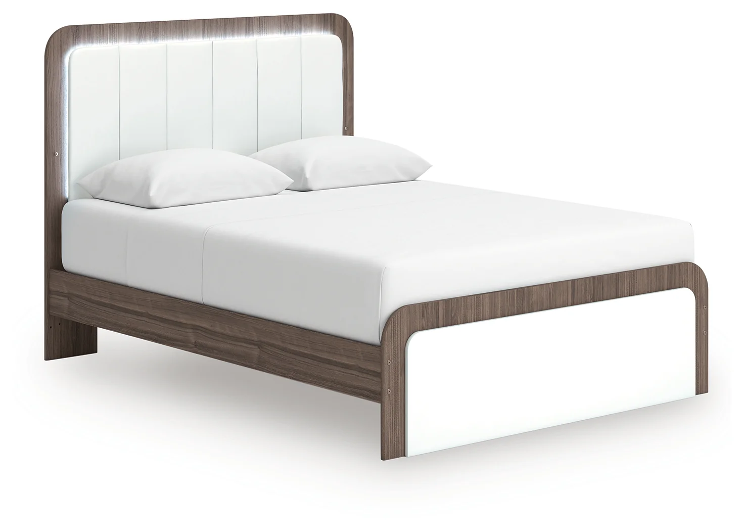 Kendanport White/Brown Queen Upholstered Bed - Image 2