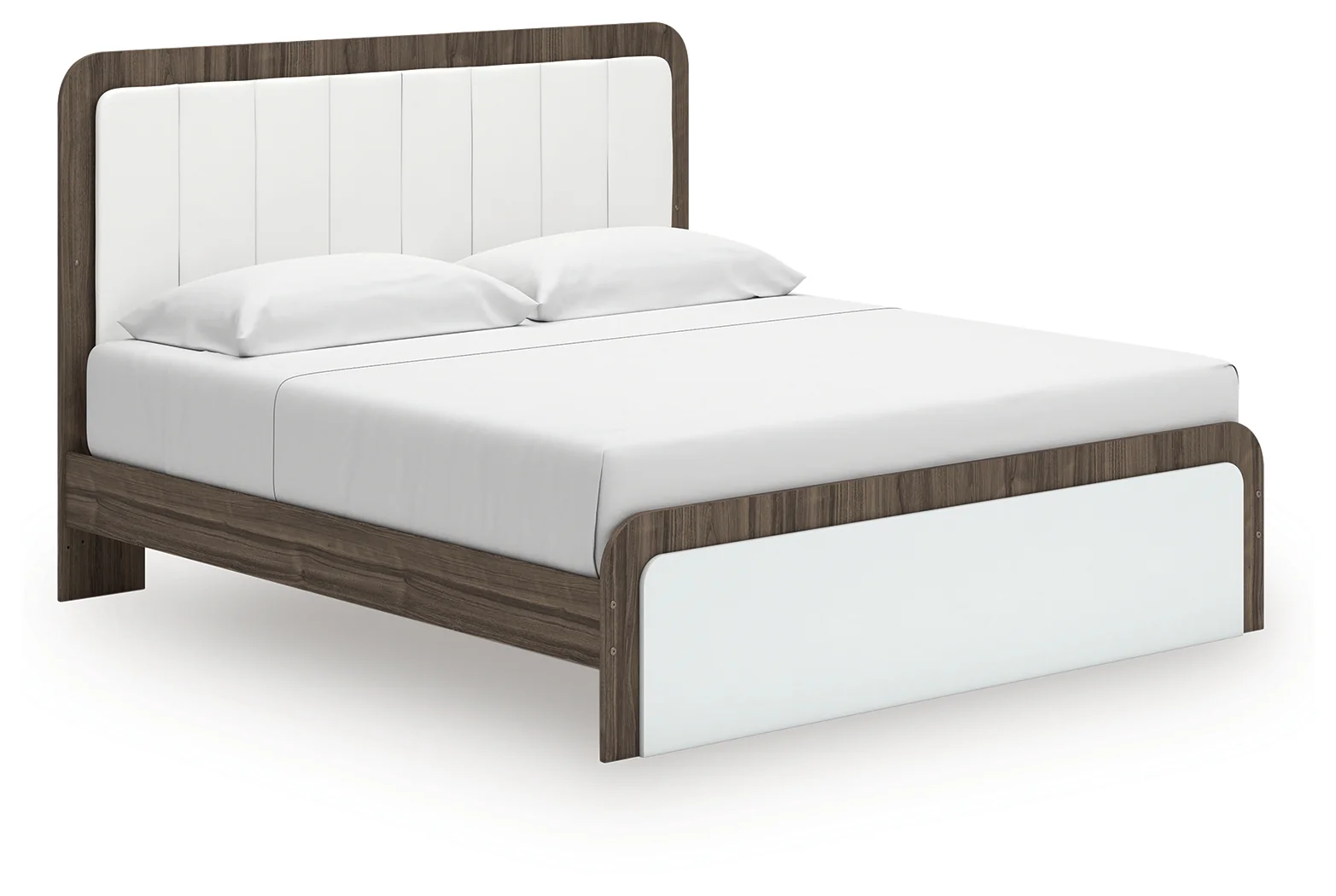 Kendanport White/Brown King Upholstered Bed - Image 2