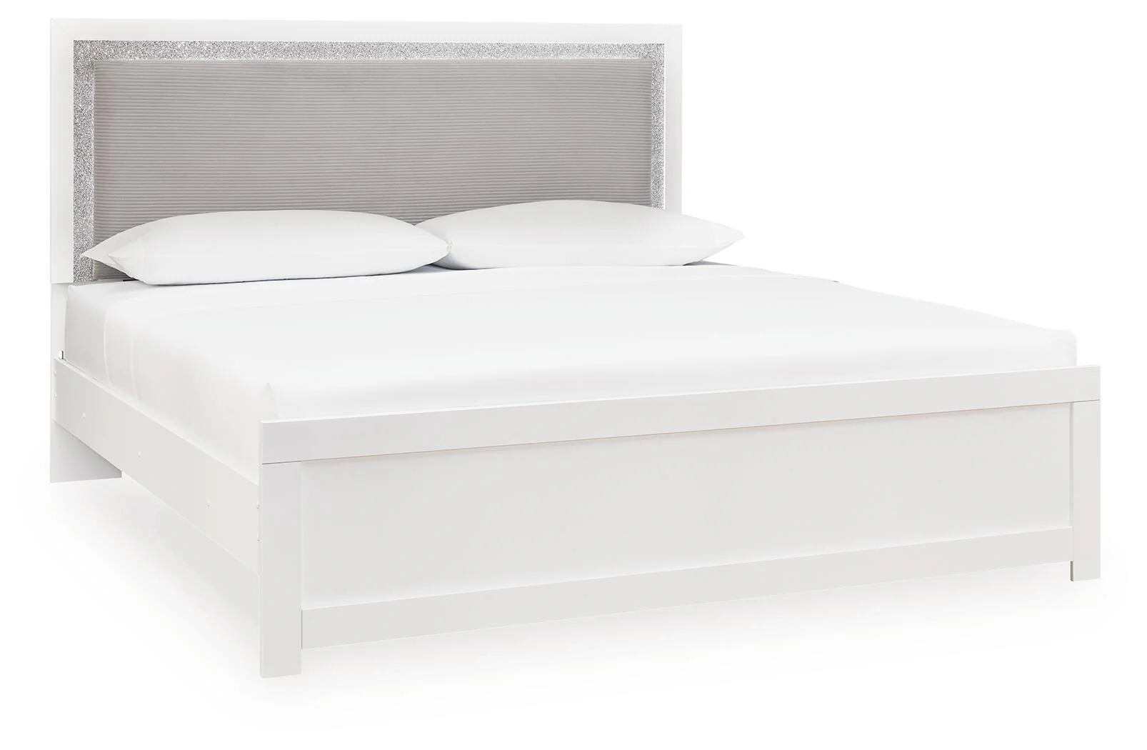 Maeling White King Upholstered Panel Bed - Image 2