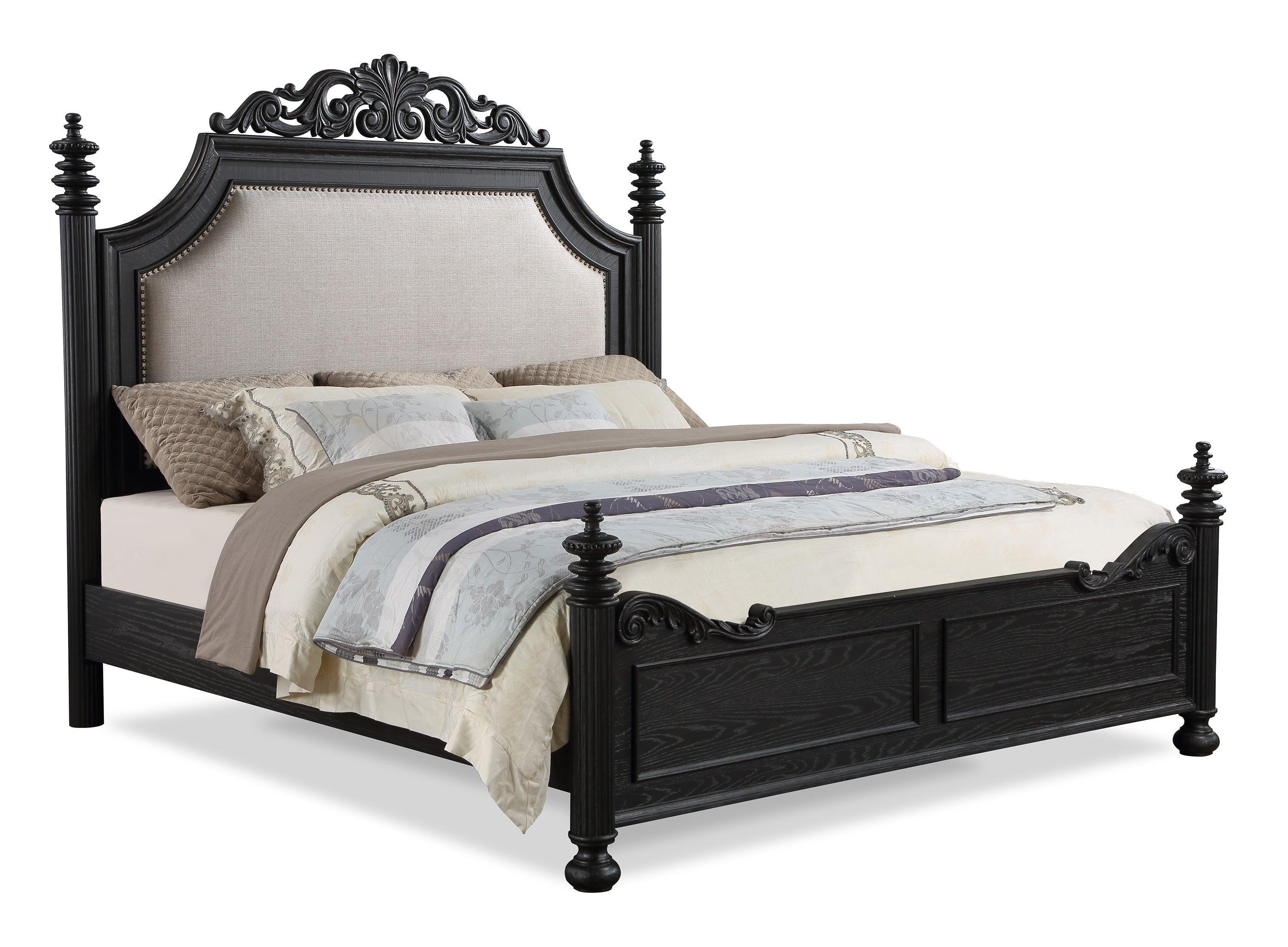 Kingsbury Black Fabric Upholstered Poster Panel Bedroom Set - Image 2