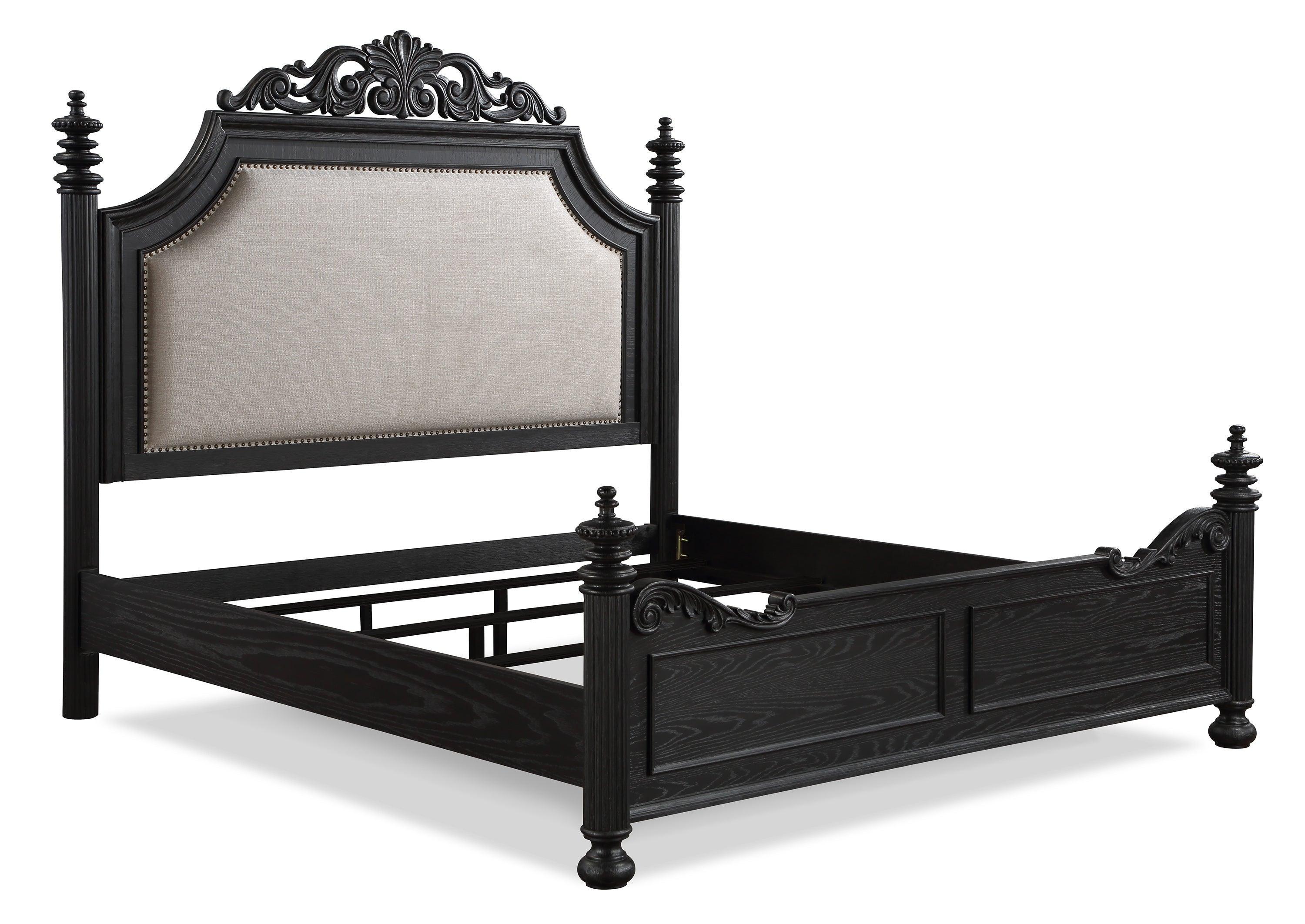 Kingsbury Black Fabric Upholstered Poster Panel Bedroom Set - Image 3