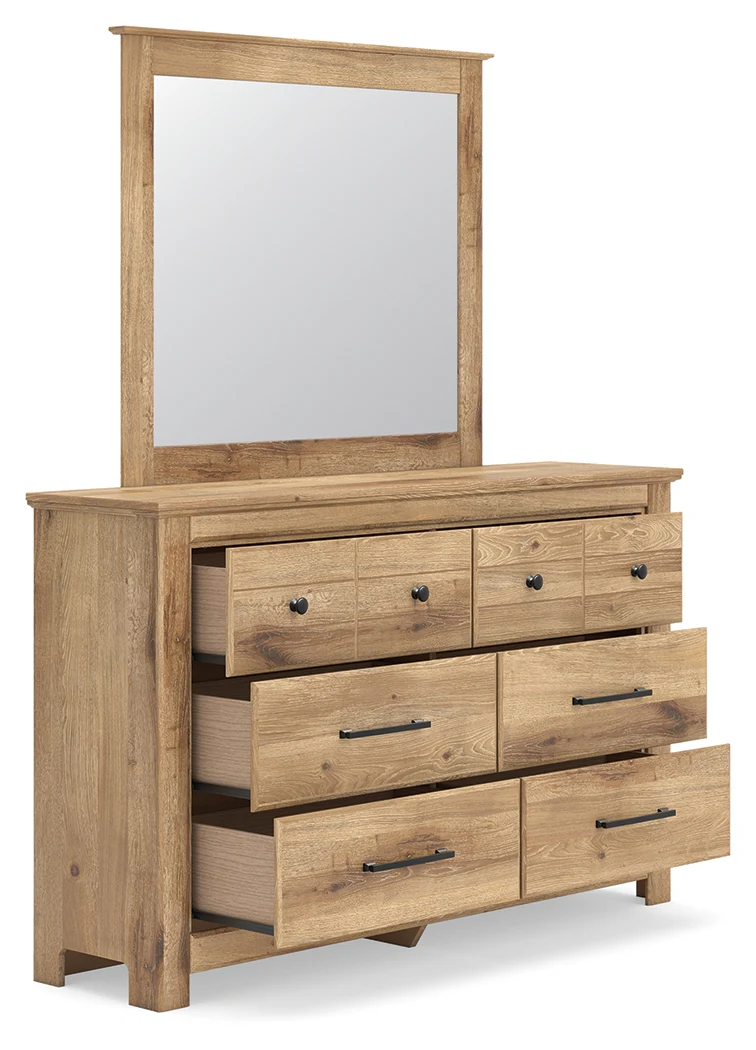 Makidern Tan Dresser and Mirror - Image 3