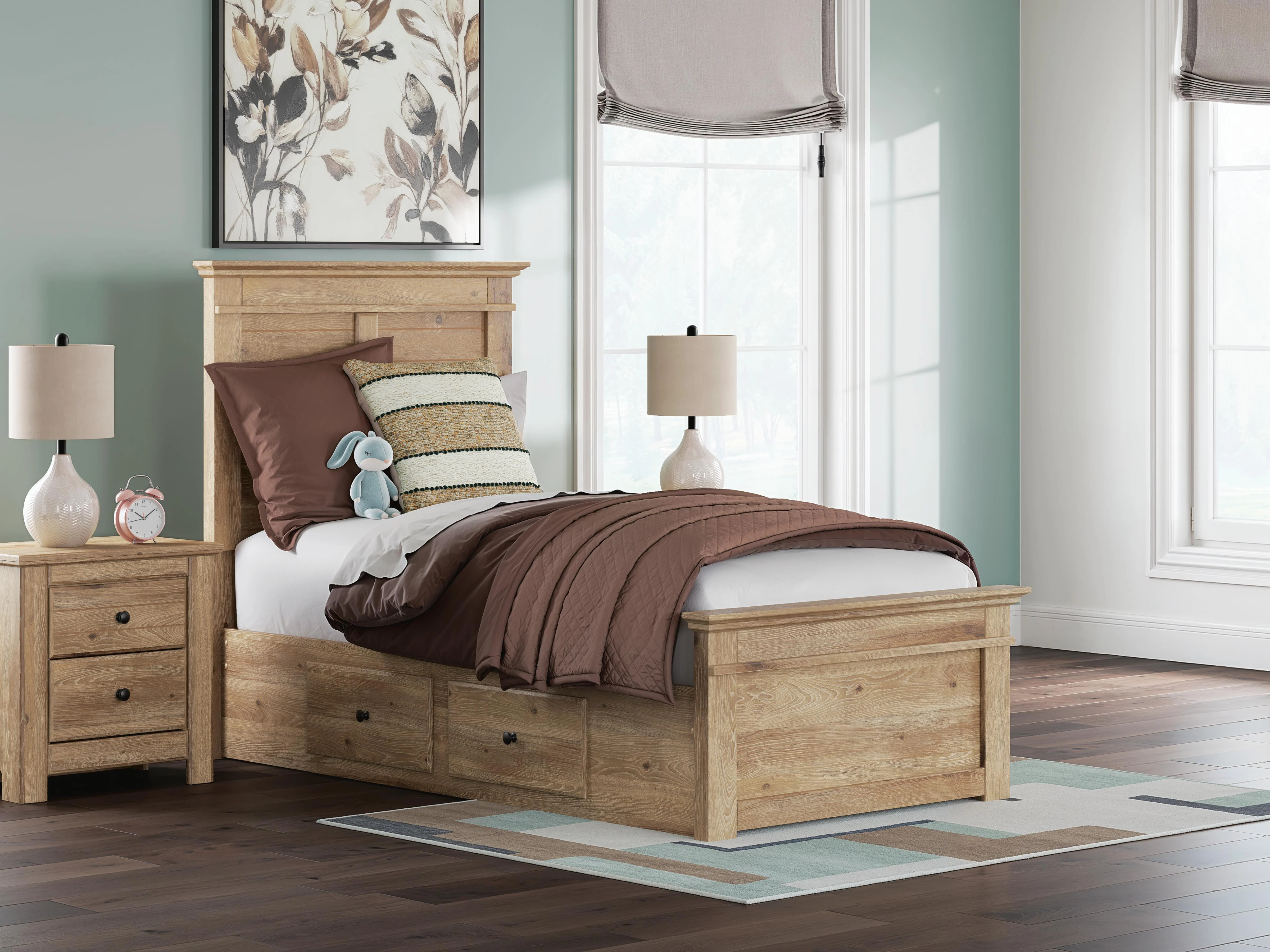 Makidern Tan Twin Panel Storage Bed - Image 3