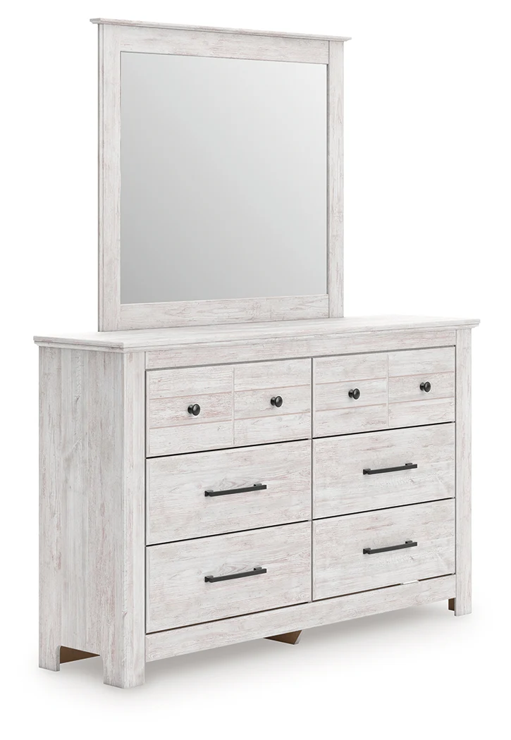 Makidern Whitewash Dresser and Mirror