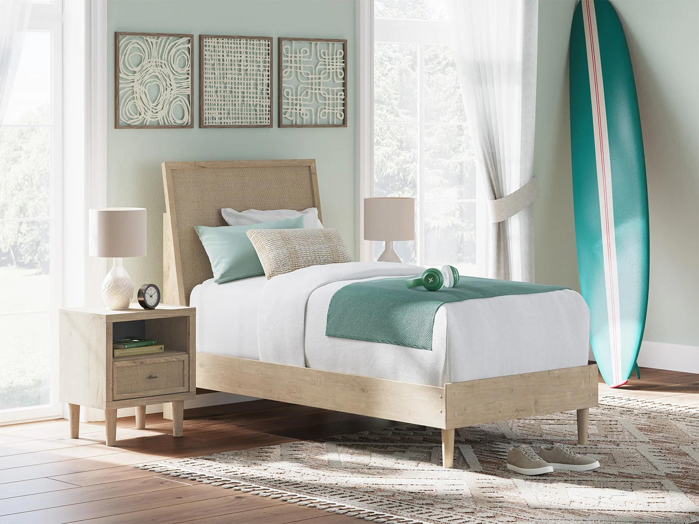Cielden Two-tone Twin Panel Bed - Image 1