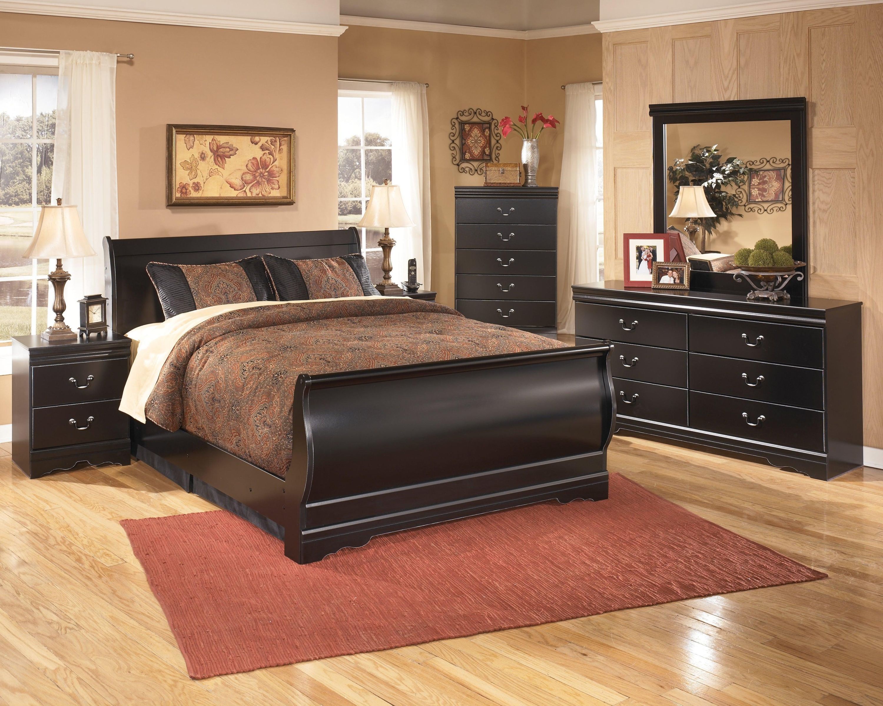 Huey Vineyard Black Full Sleigh Bed - Image 3