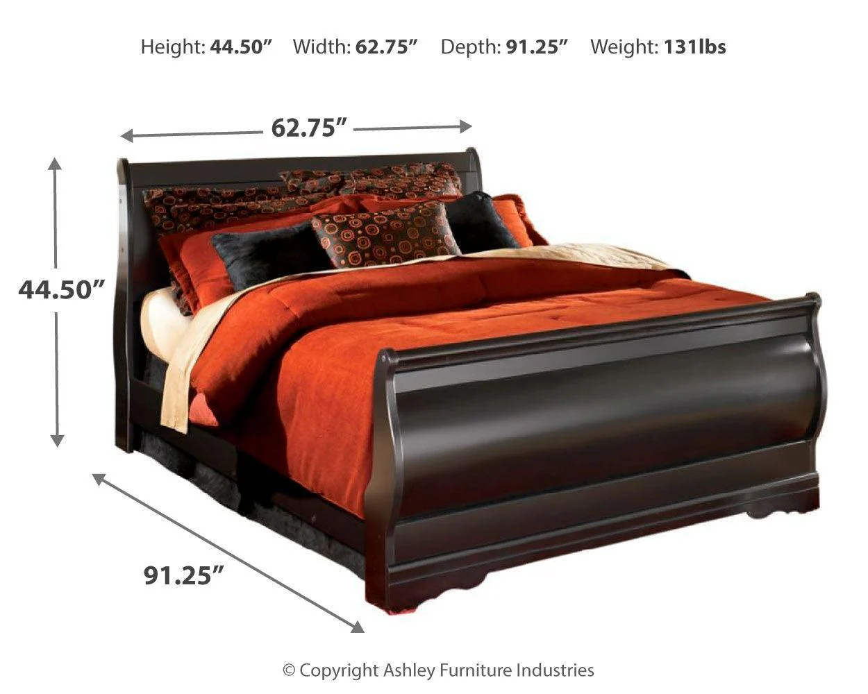 Huey Vineyard Black Queen Sleigh Bed - Image 2