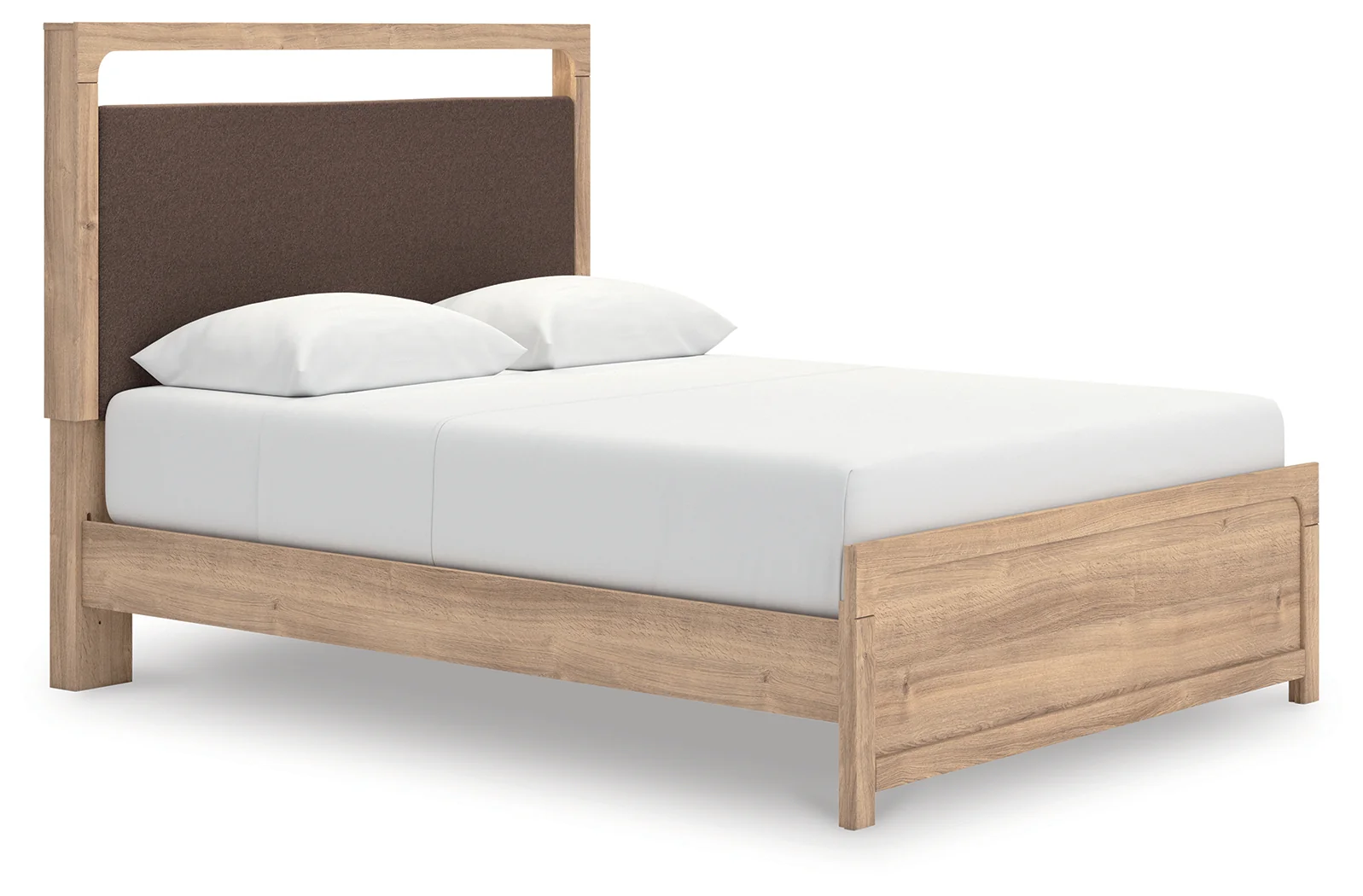 Kinlanni Tan Queen Upholstered Platform Bed - Image 1