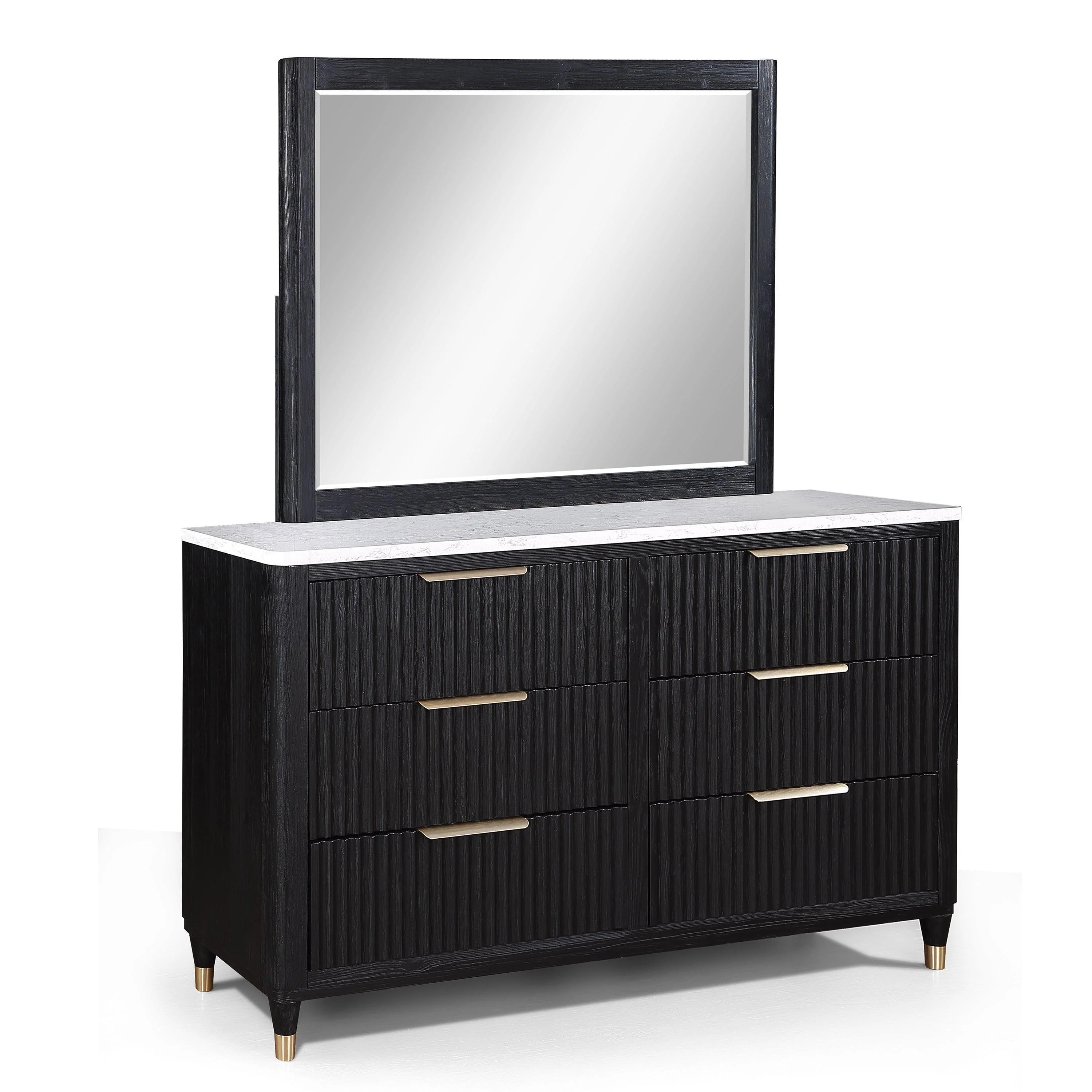 Kara Black White 2 Drawers Nightstand - Image 2