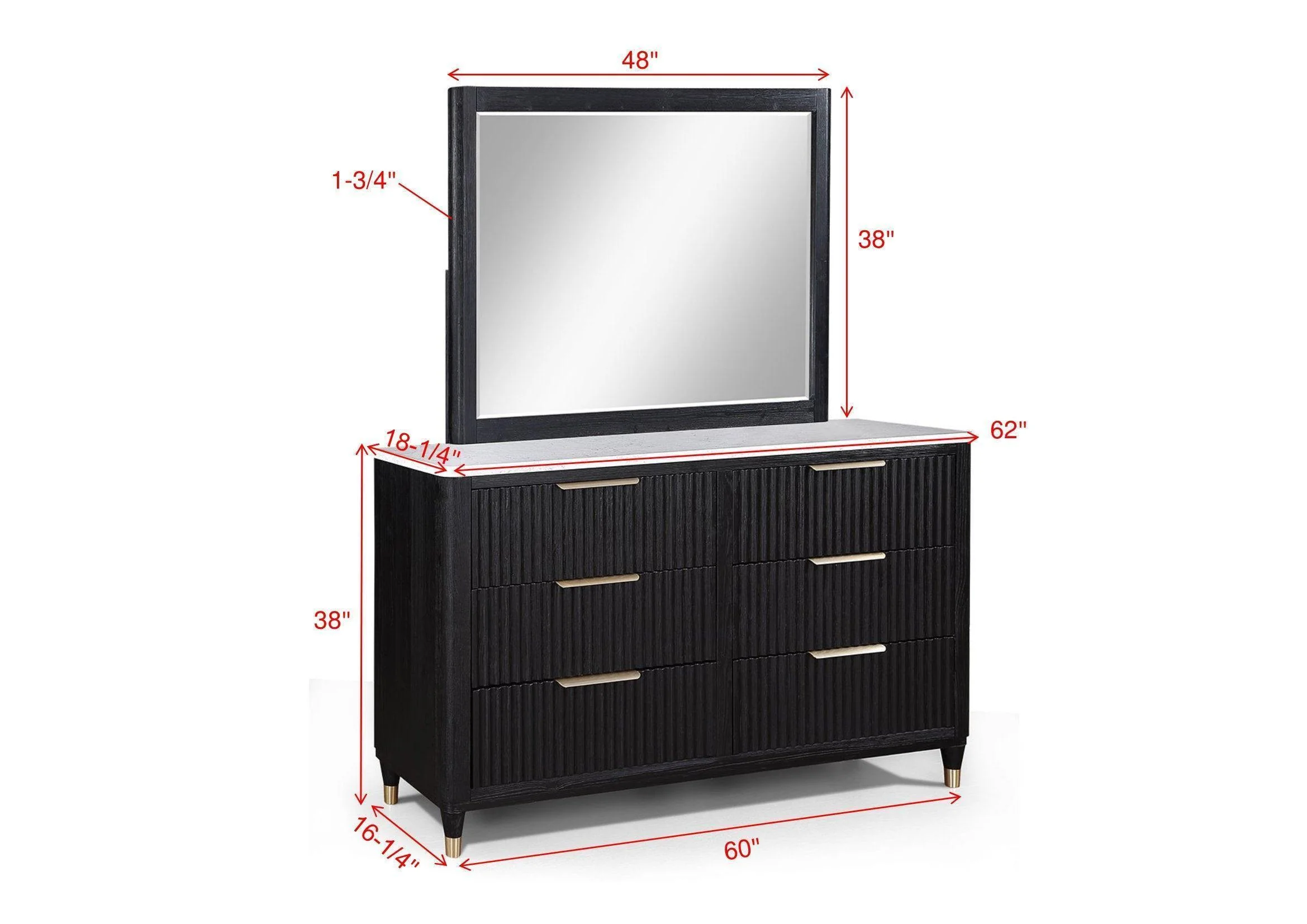 Kara Black White 2 Drawers Nightstand - Image 3