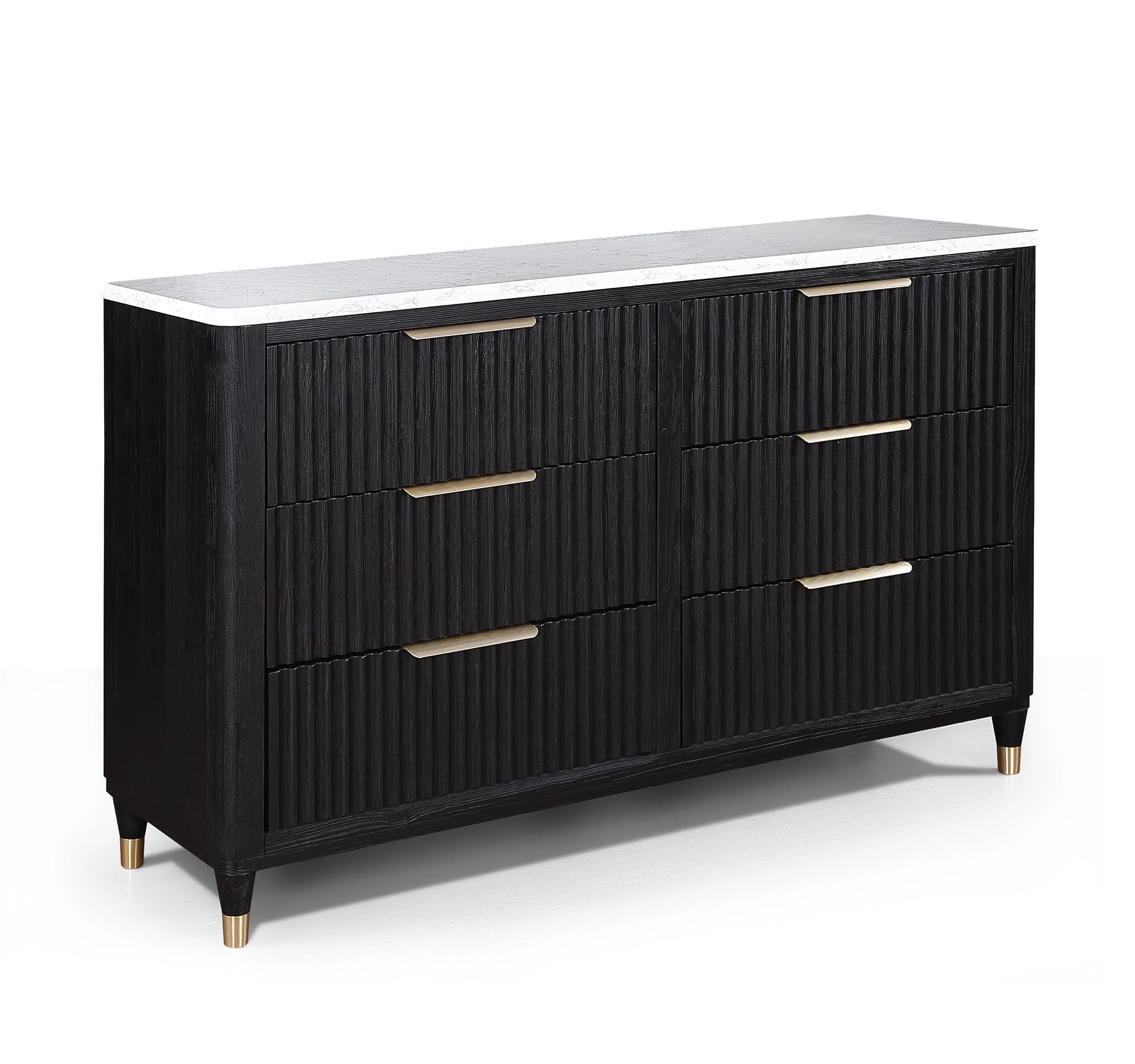 Kara Black White 6 Drawers Dresser - Image 3