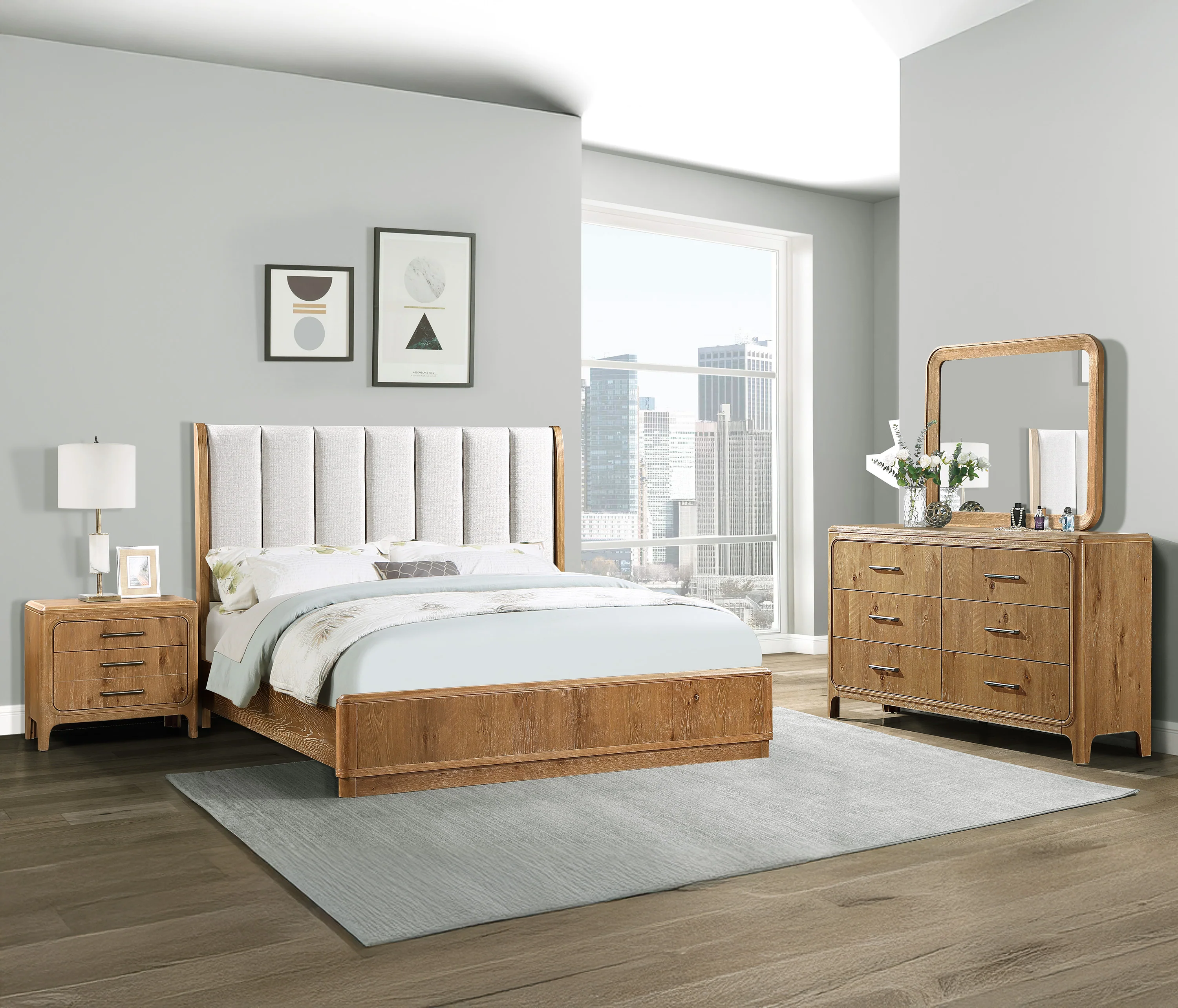 Westcott Natural Upholstered Panel Queen Bed - Image 3