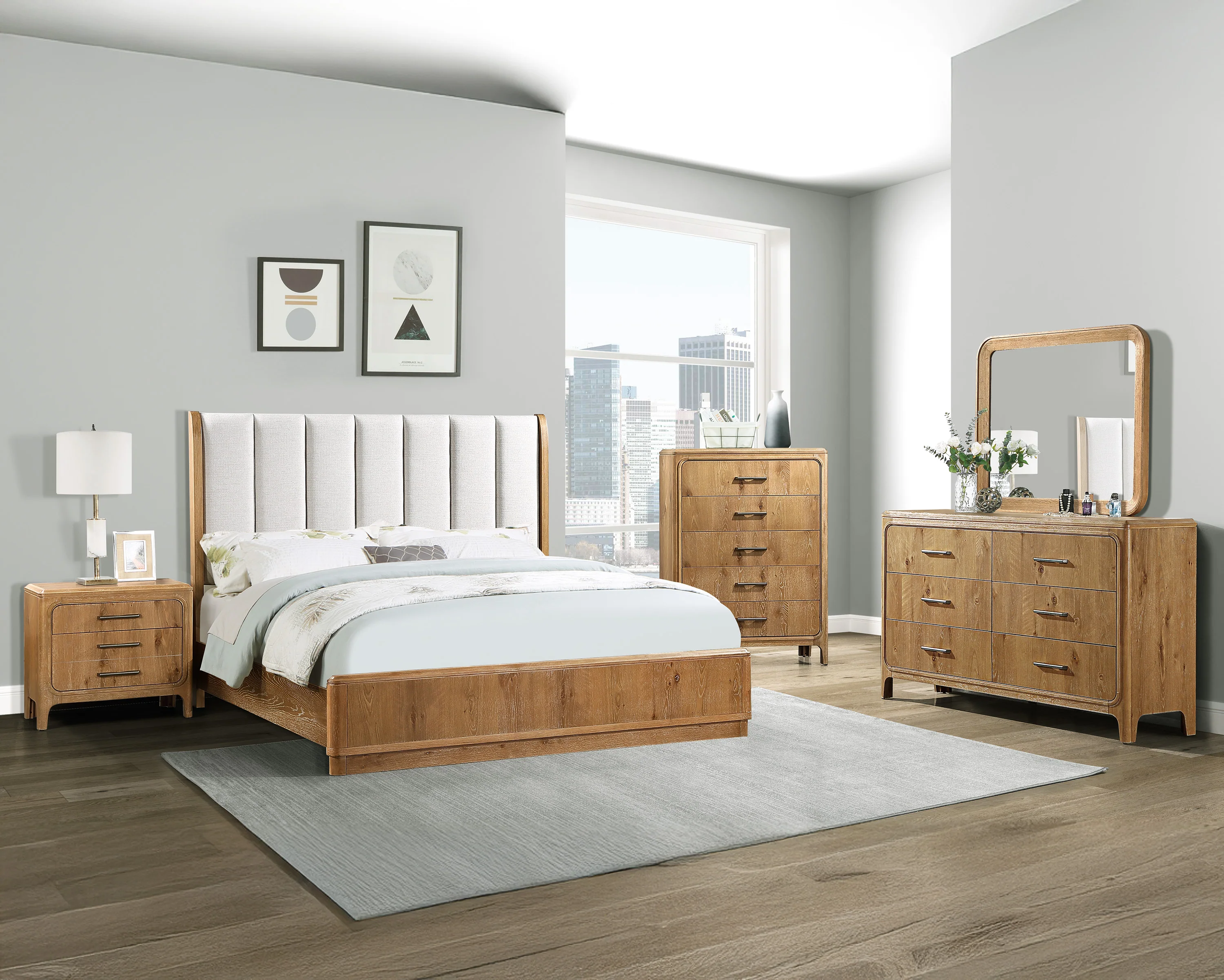 Westcott Natural Upholstered Panel Queen Bed - Image 2