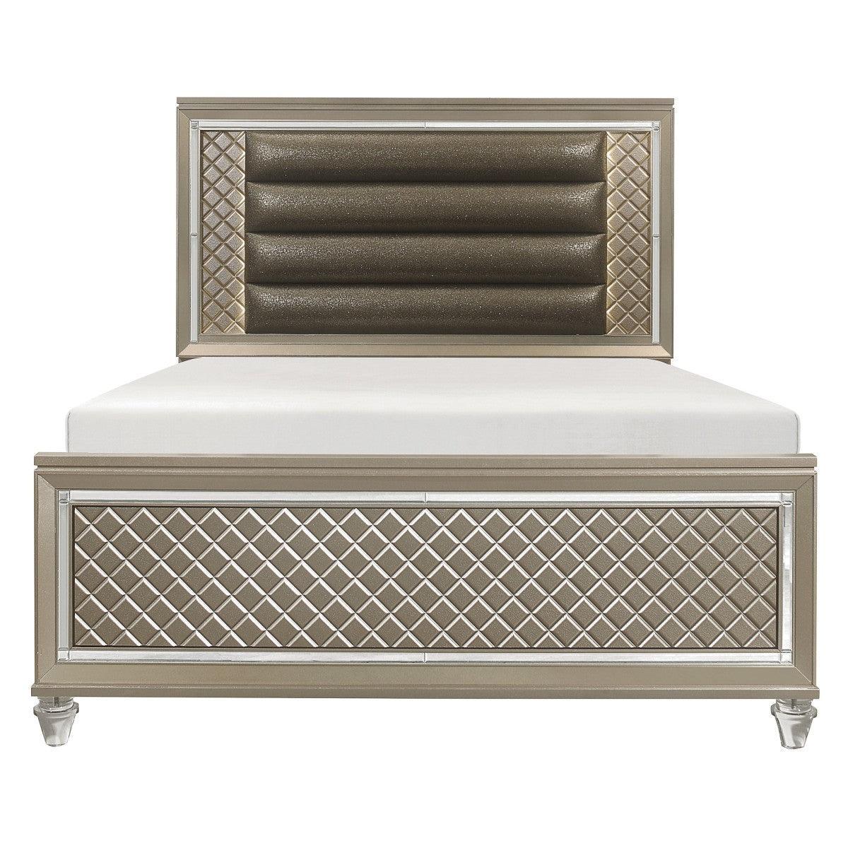 Loudon Champagne Faux Leather Platform Full Bed