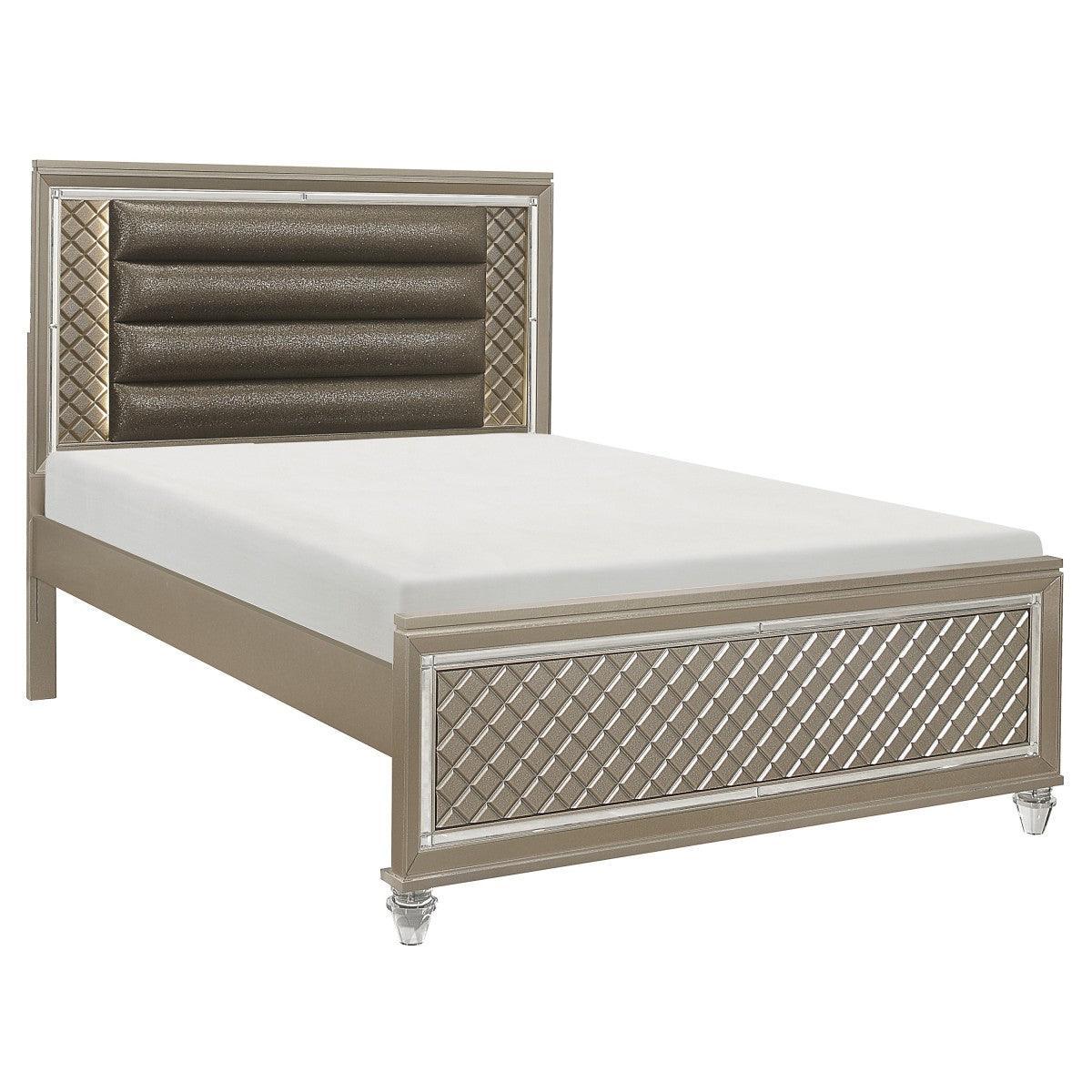 Loudon Champagne Faux Leather Platform Full Bed - Image 2