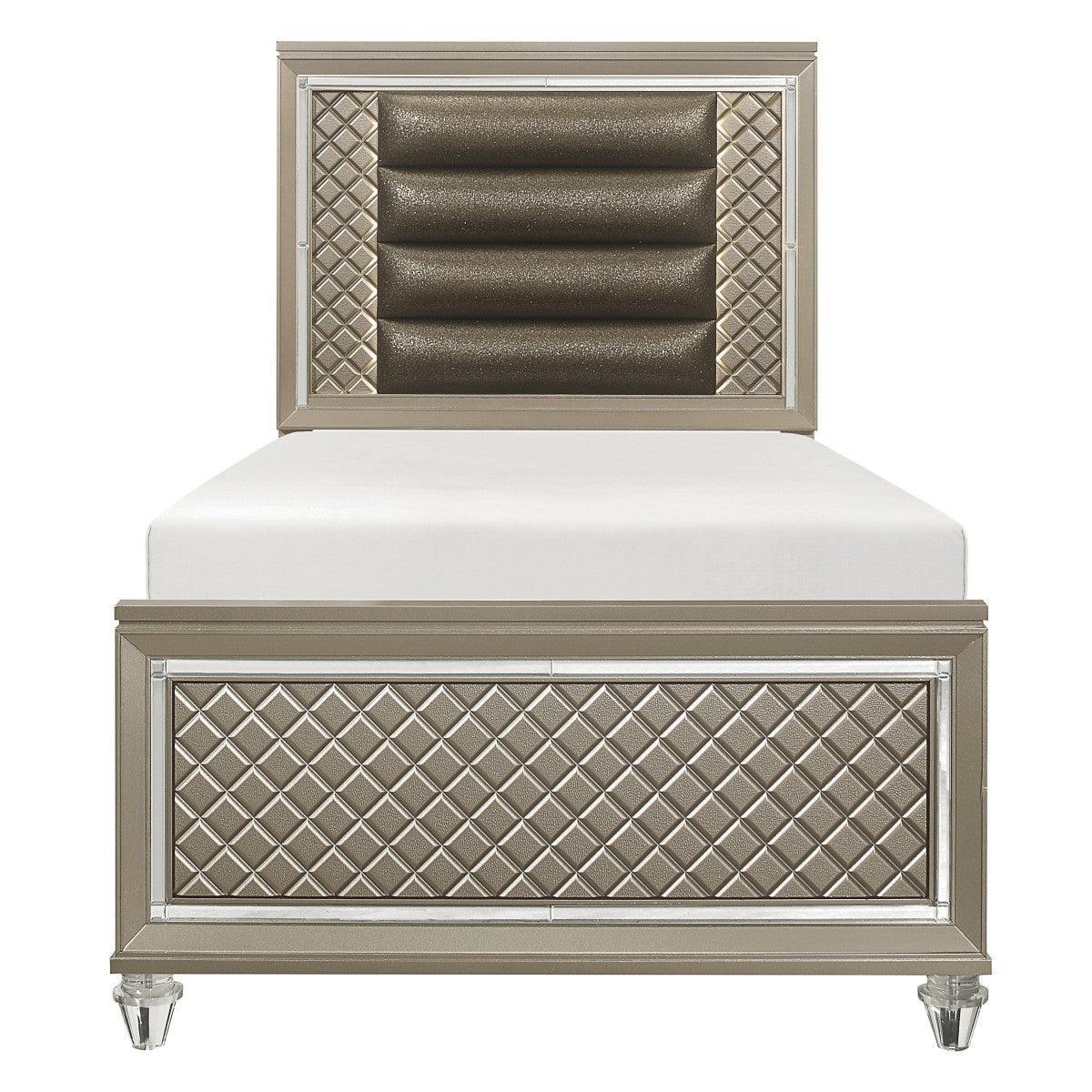 Loudon Champagne Faux Leather Platform Twin Bed