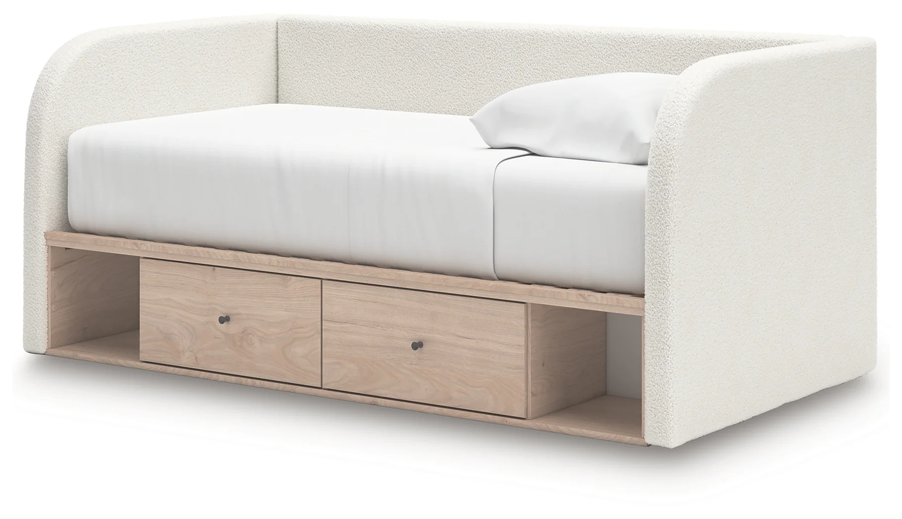Arloster Tan/White Twin Upholstered Day Bed with Storage - Image 3