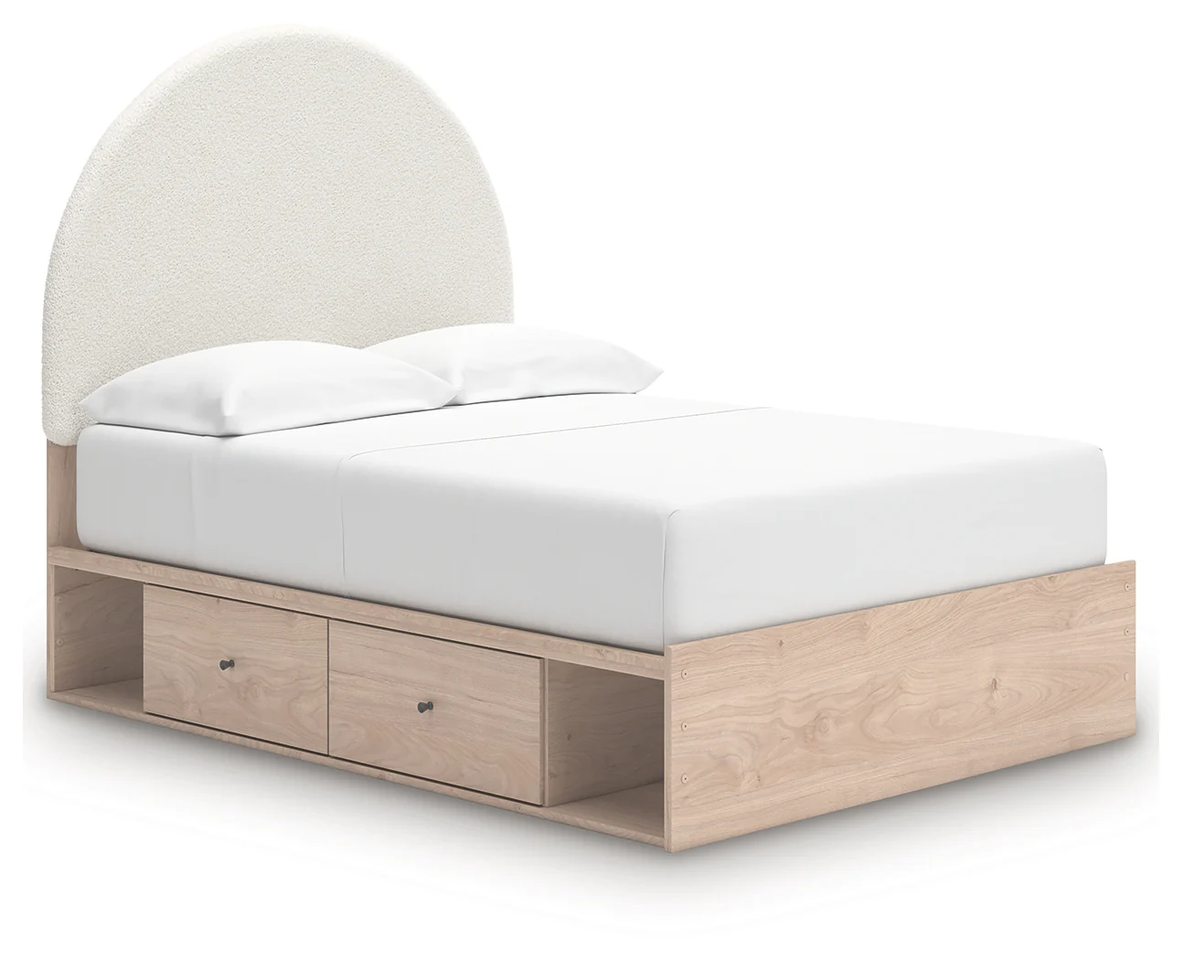 Arloster Tan/White Full Upholstered Panel Bed with Storage - Image 2